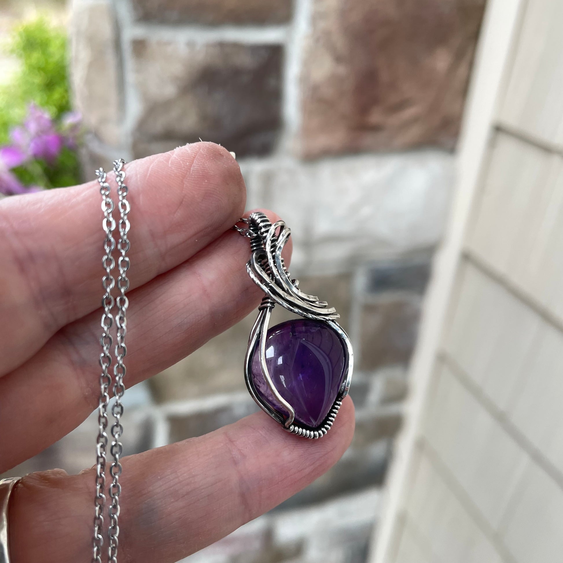 Amethyst Small Silver Necklace
