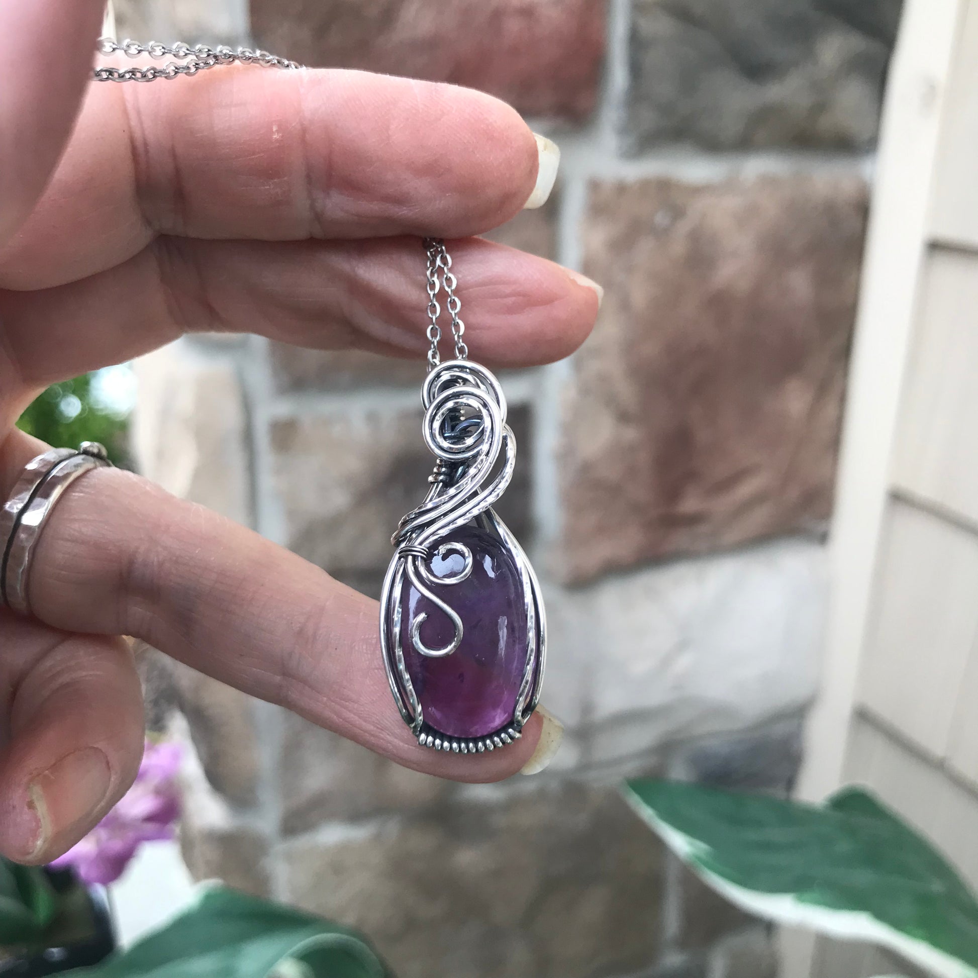 Amethyst Oval Sterling Silver Necklace