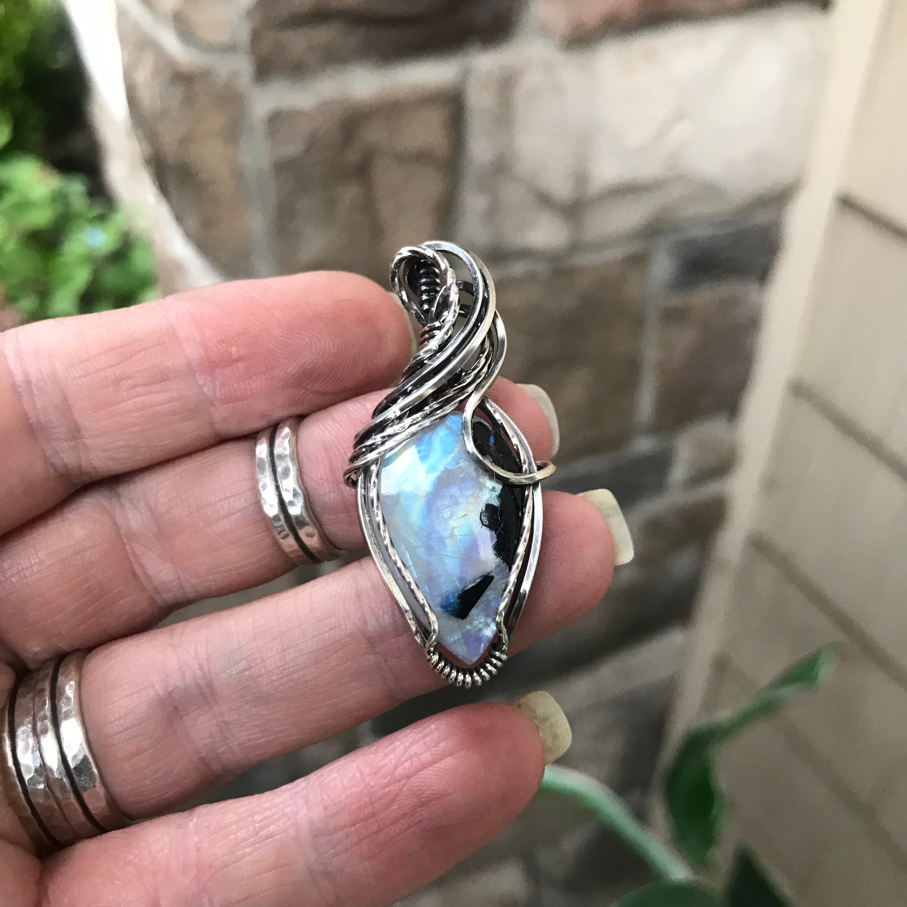 Moonstone Small Silver Pendant