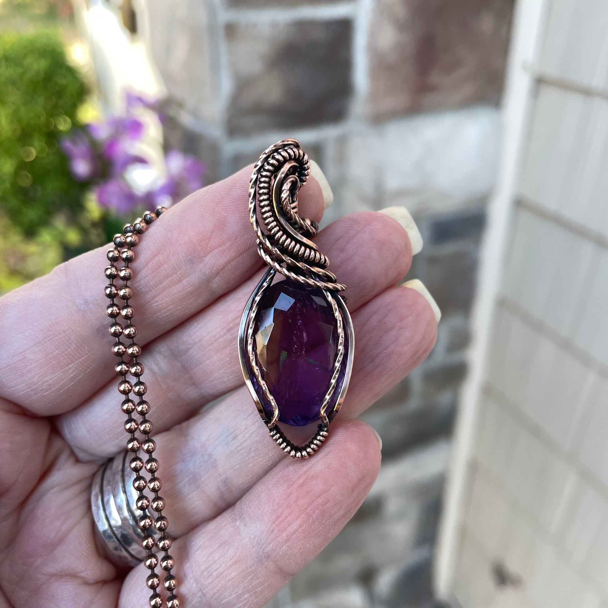 Faceted Ametrine Copper Pendant