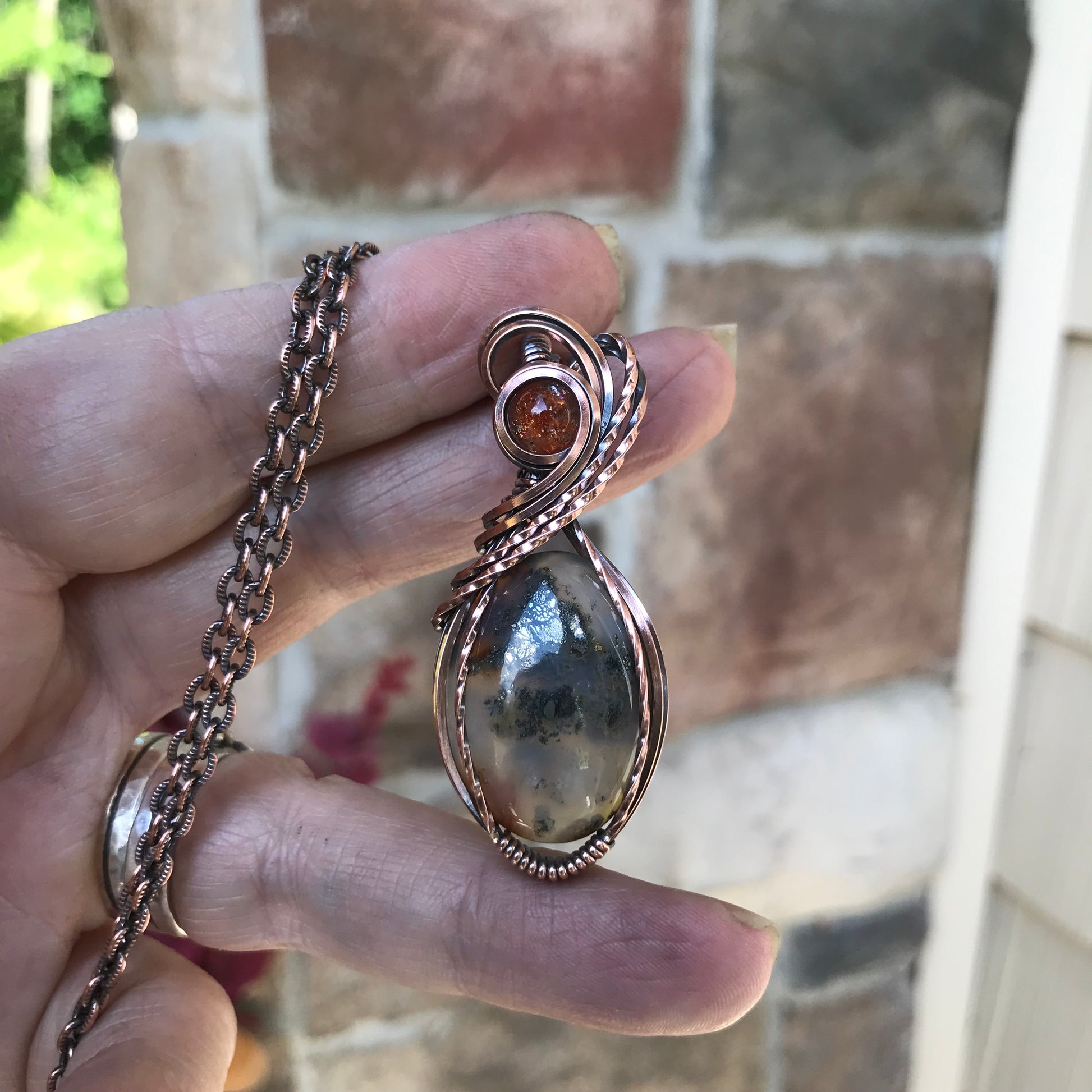 Graveyard Point Plume Agate Copper Necklace