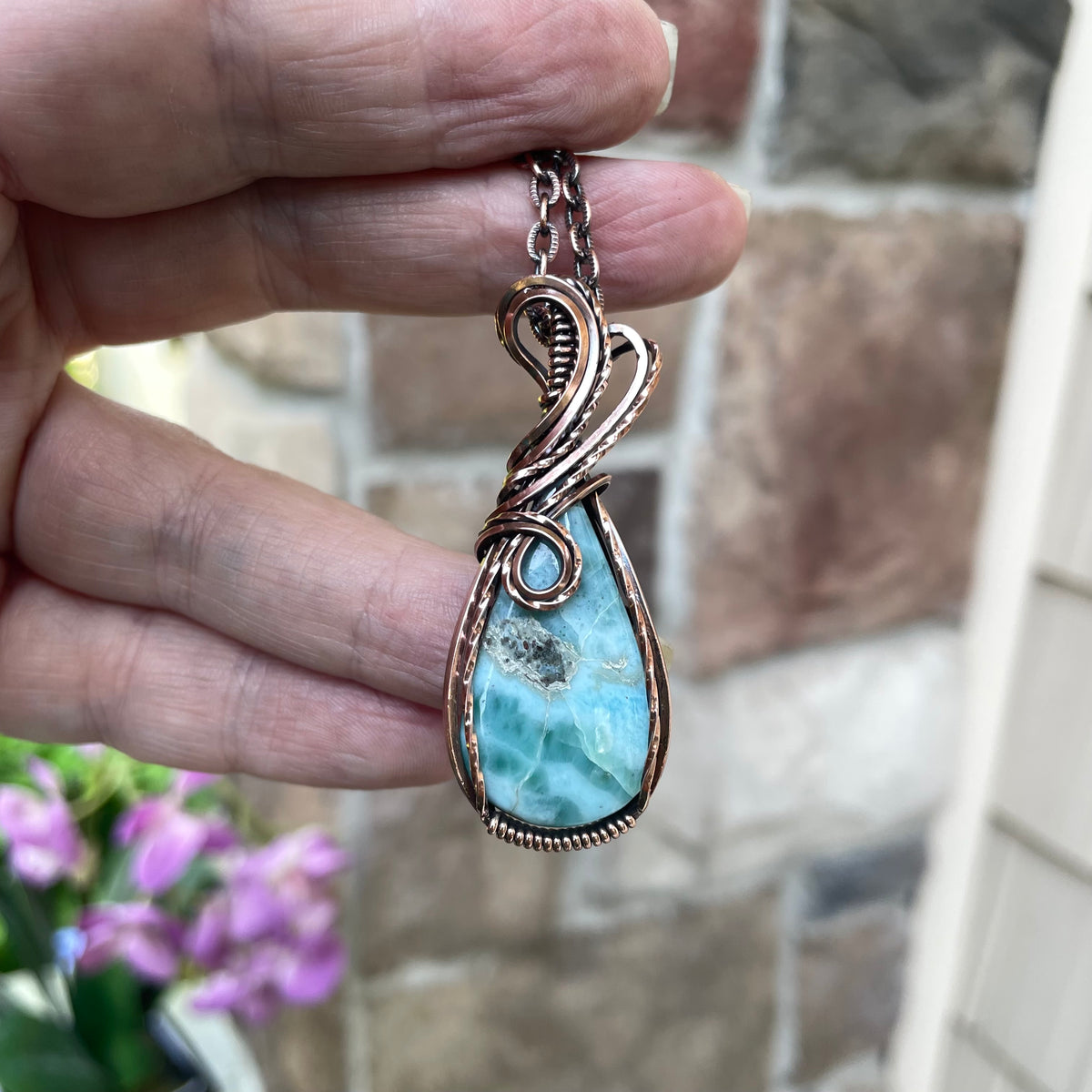 Larimar Small Copper Necklace