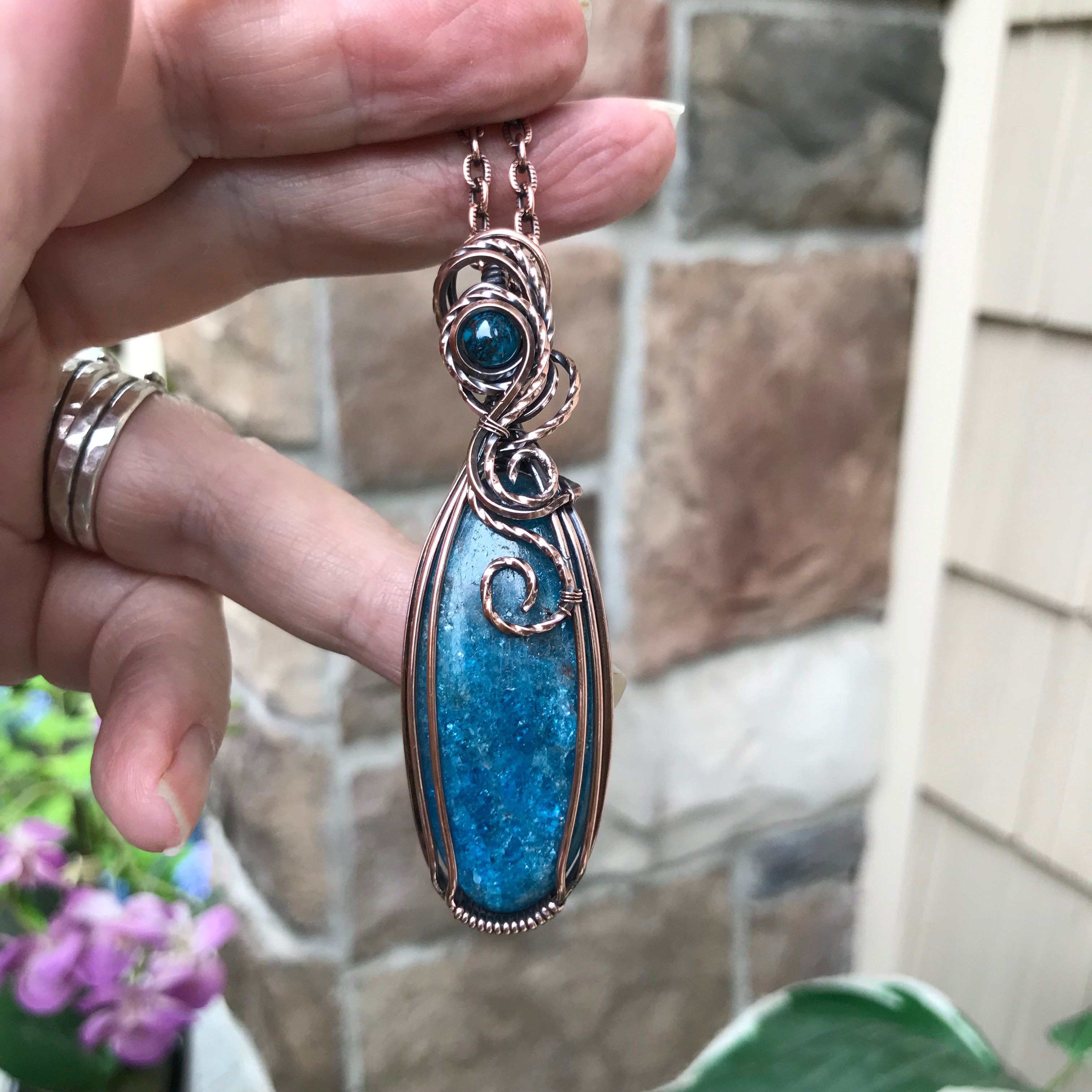 Apatite with Chrysocolla Accent Copper Necklace