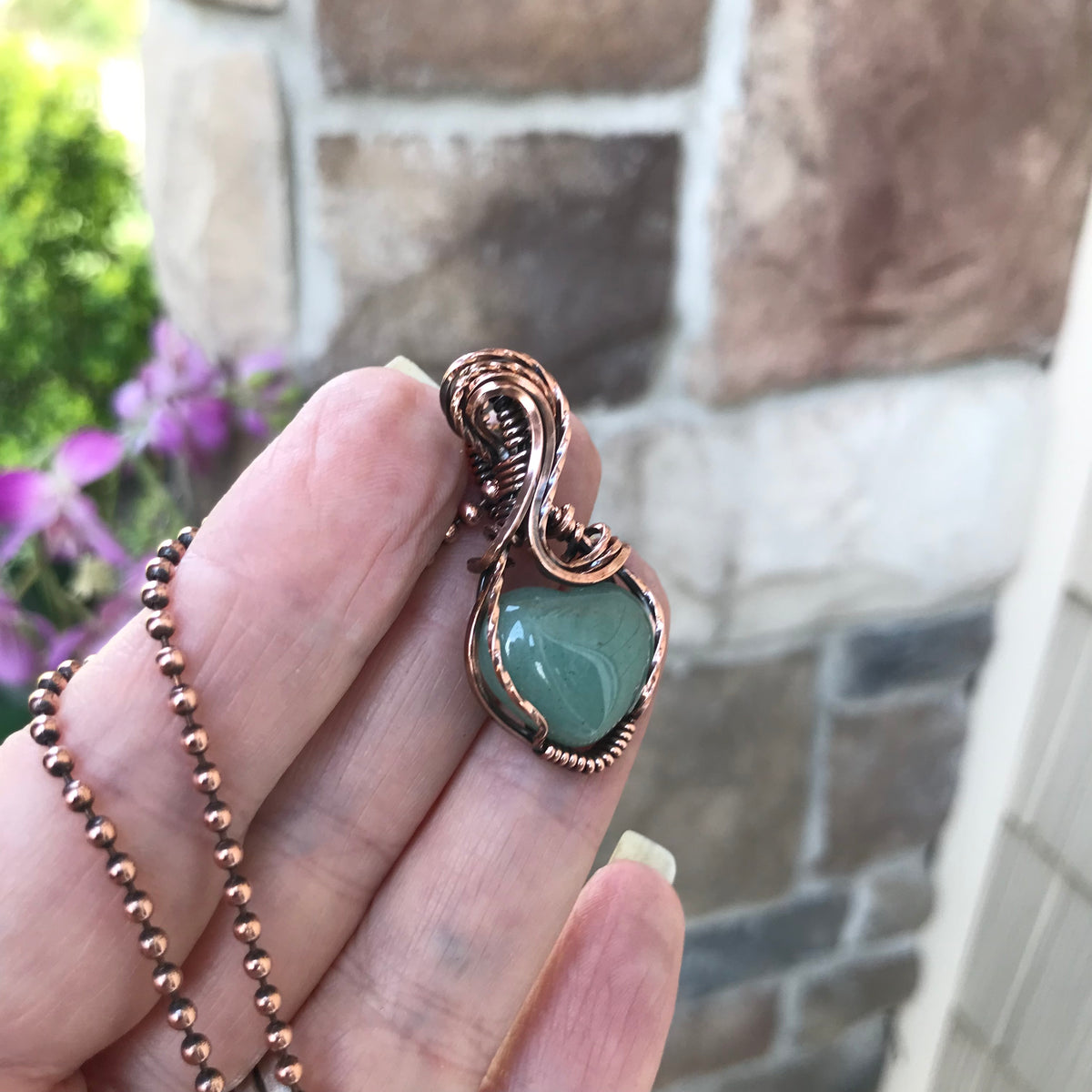 Aventurine Heart Copper Necklace