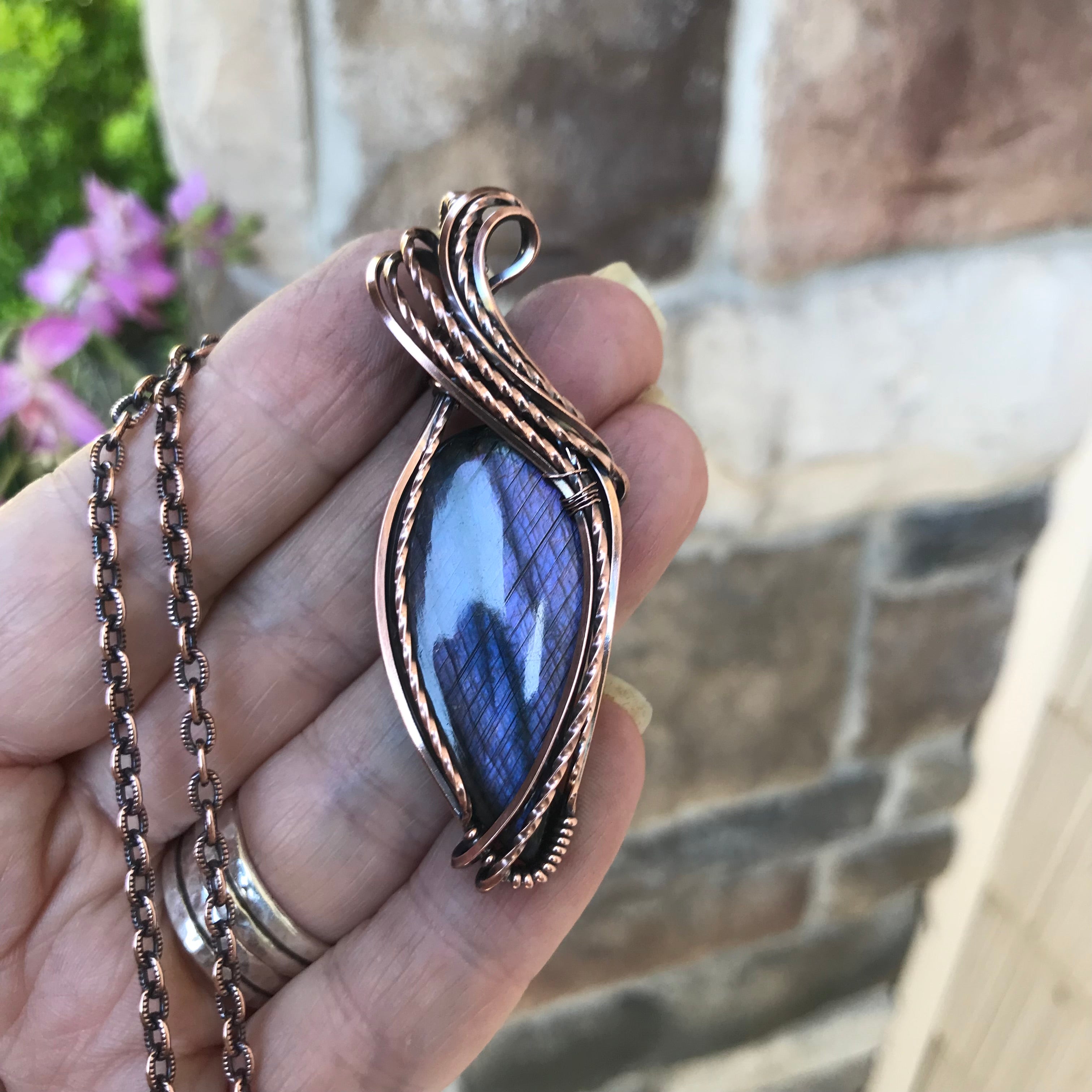 Purple Labradorite Copper Pendant
