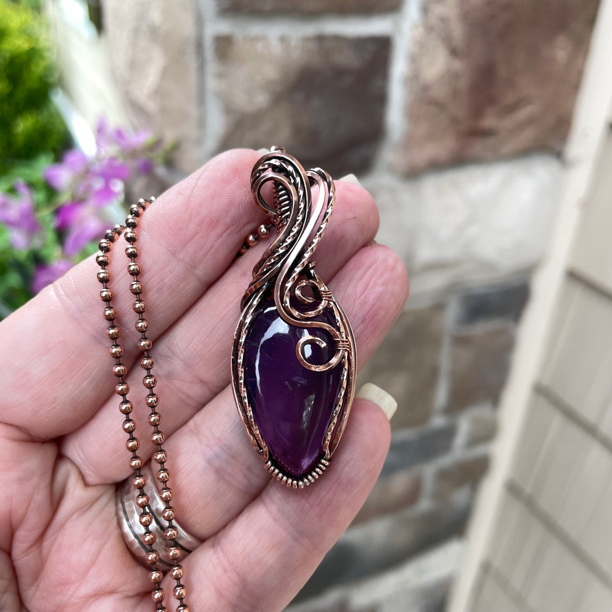 Amethyst Swirly Copper Necklace