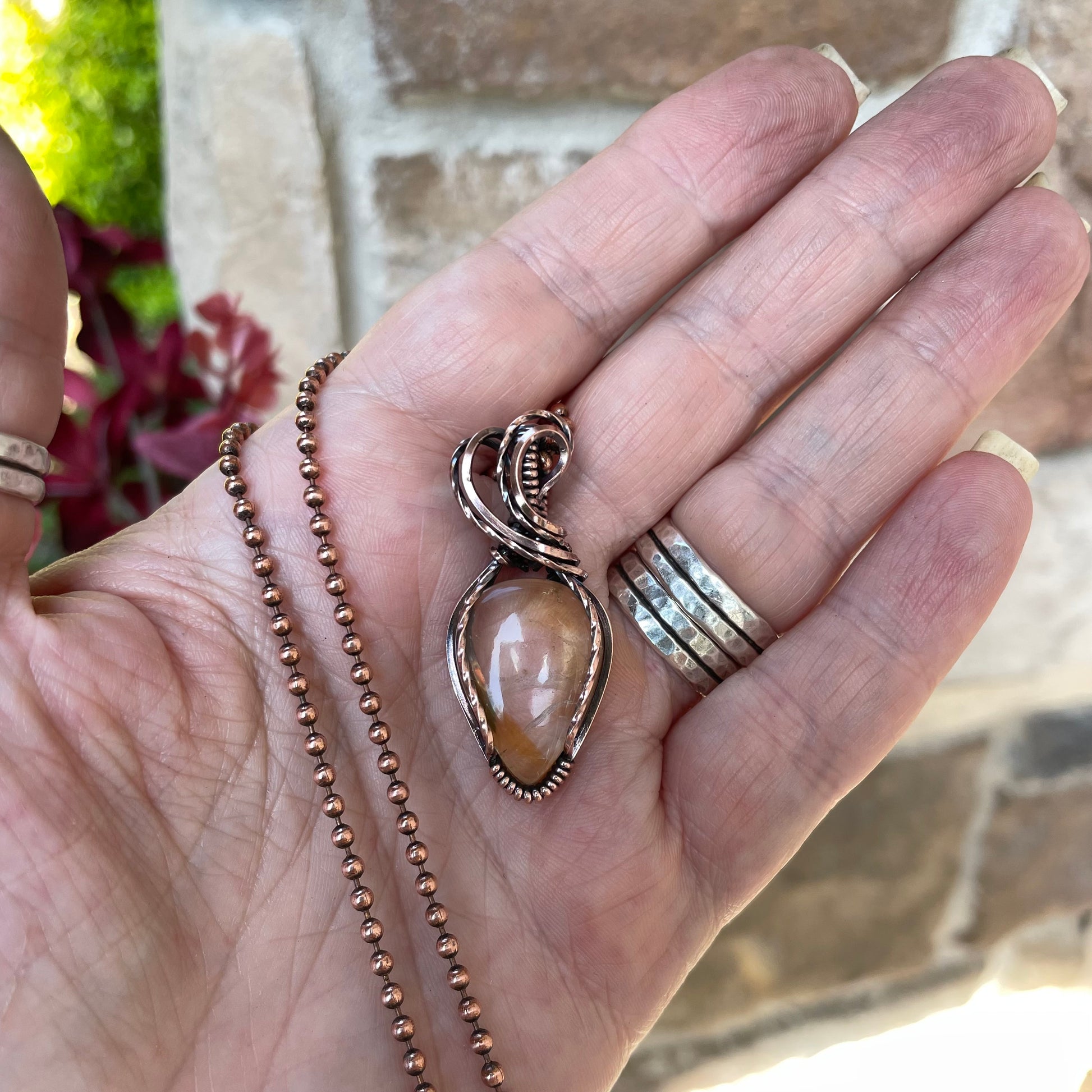 Citrine Small Copper Necklace