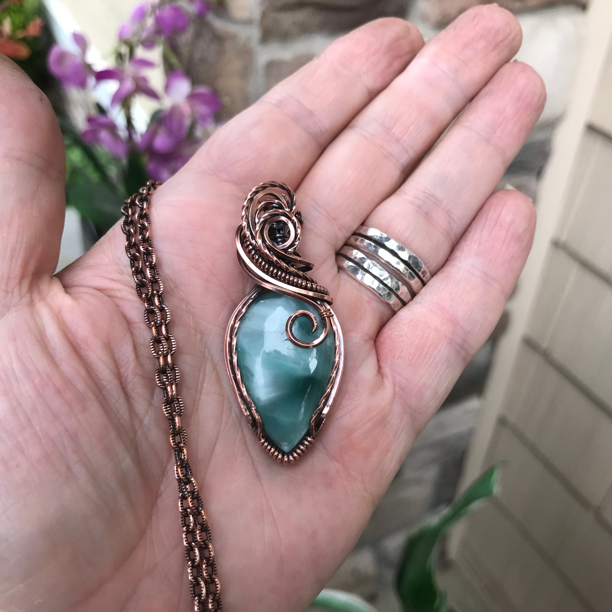 Blue Hemimorphite Copper Pendant