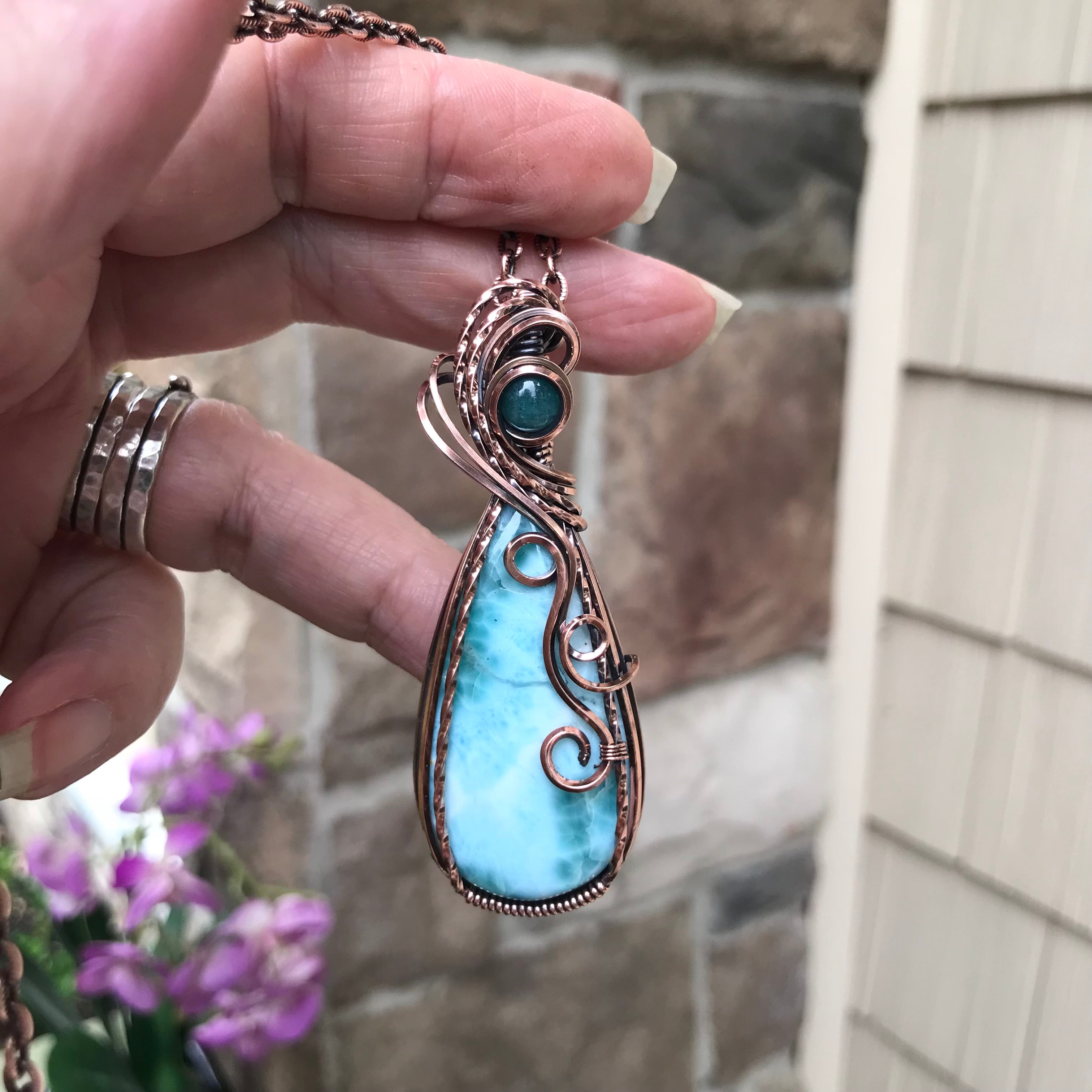 Larimar & Grandidierite Copper Necklace