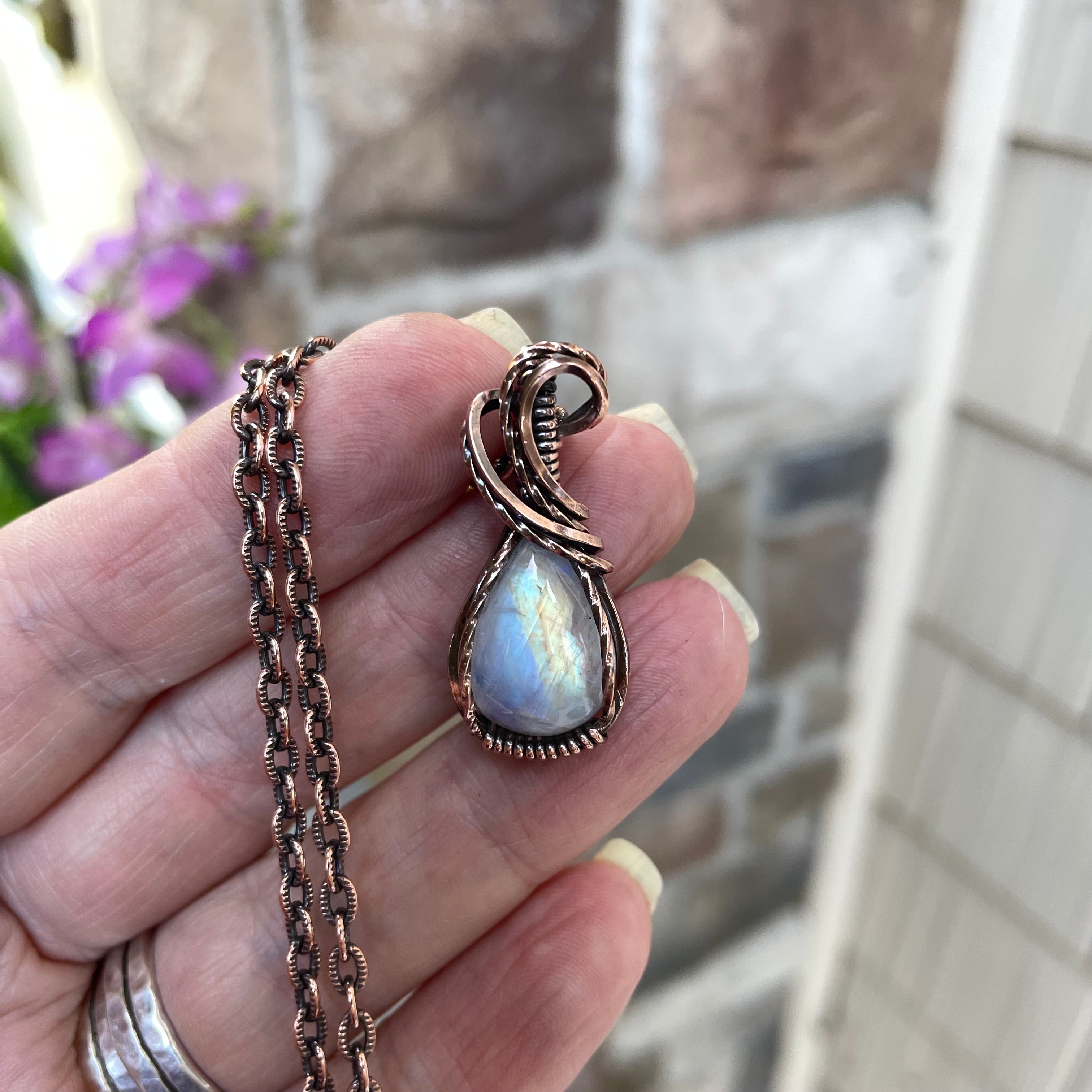 Moonstone Small Copper Pendant