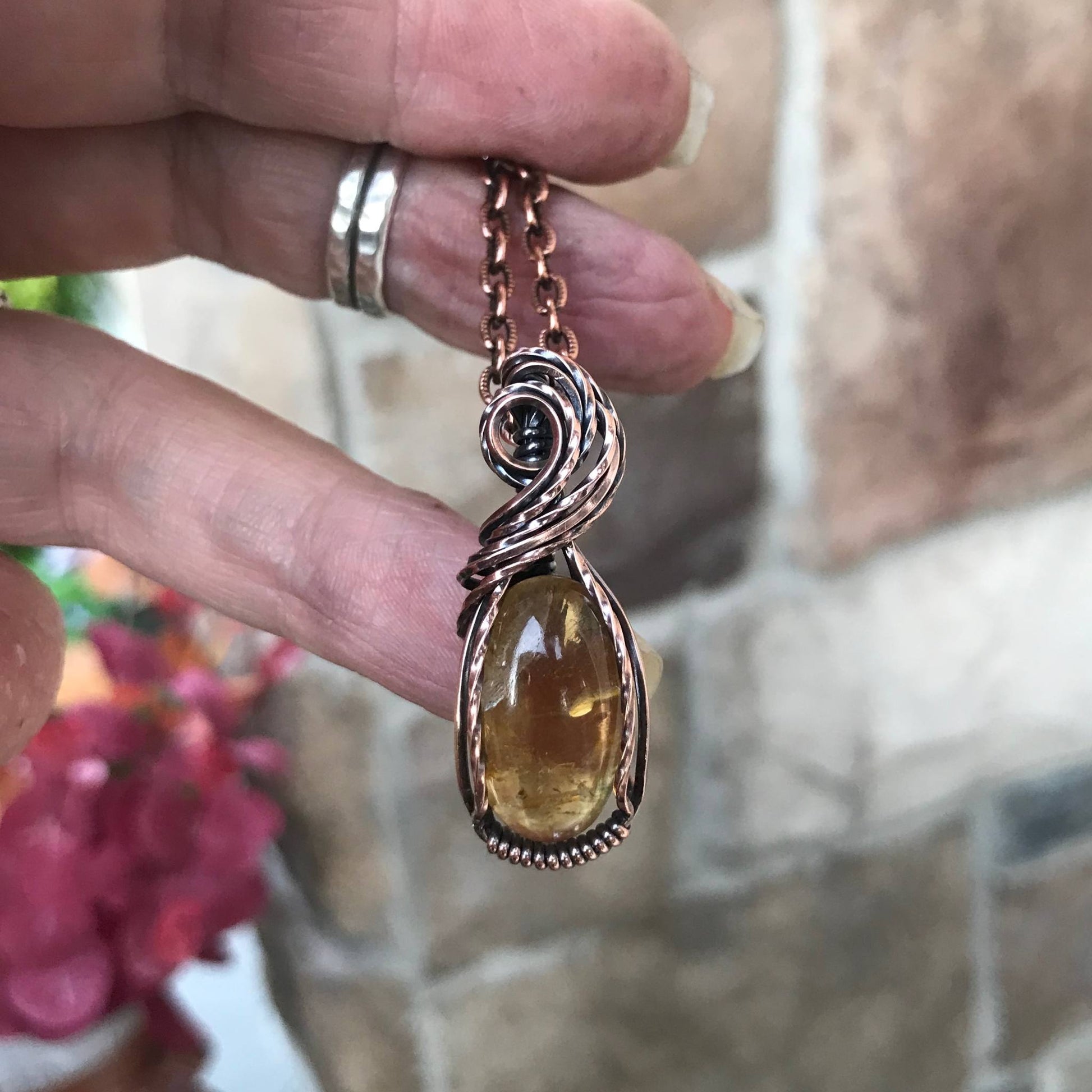 Citrine Oval Copper Necklace