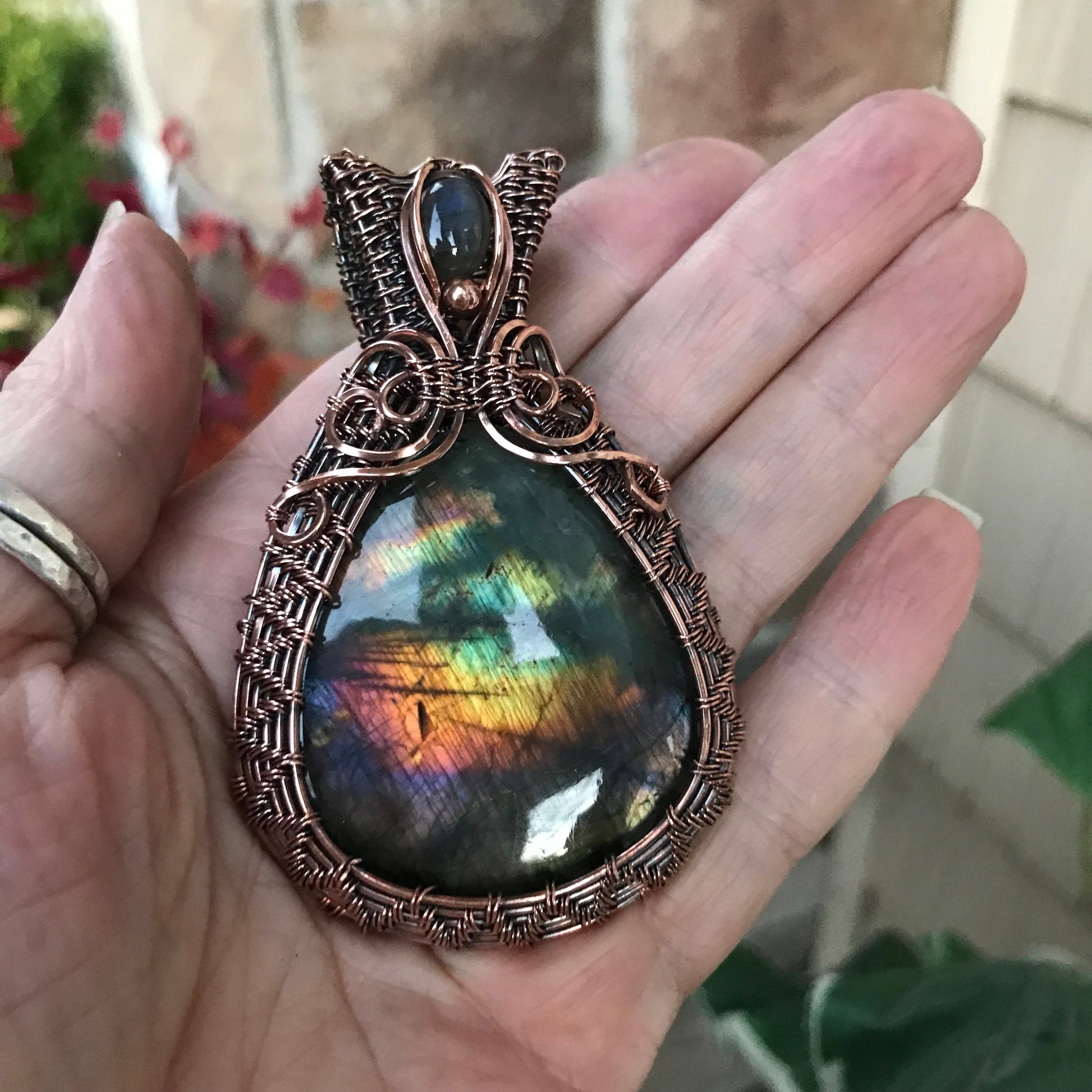 DISCOUNTED Rainbow Labradorite Copper Woven Necklace