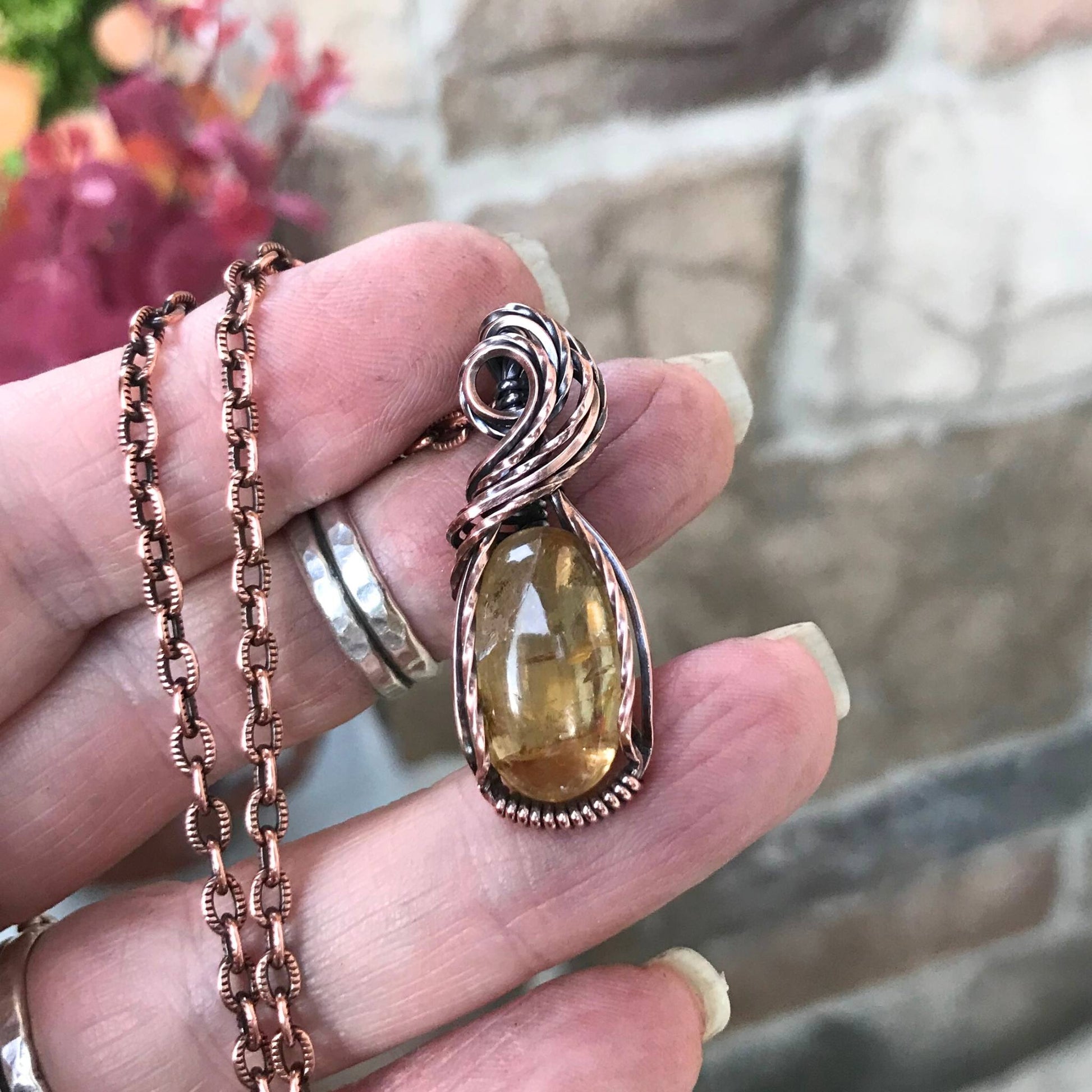 Citrine Oval Copper Necklace