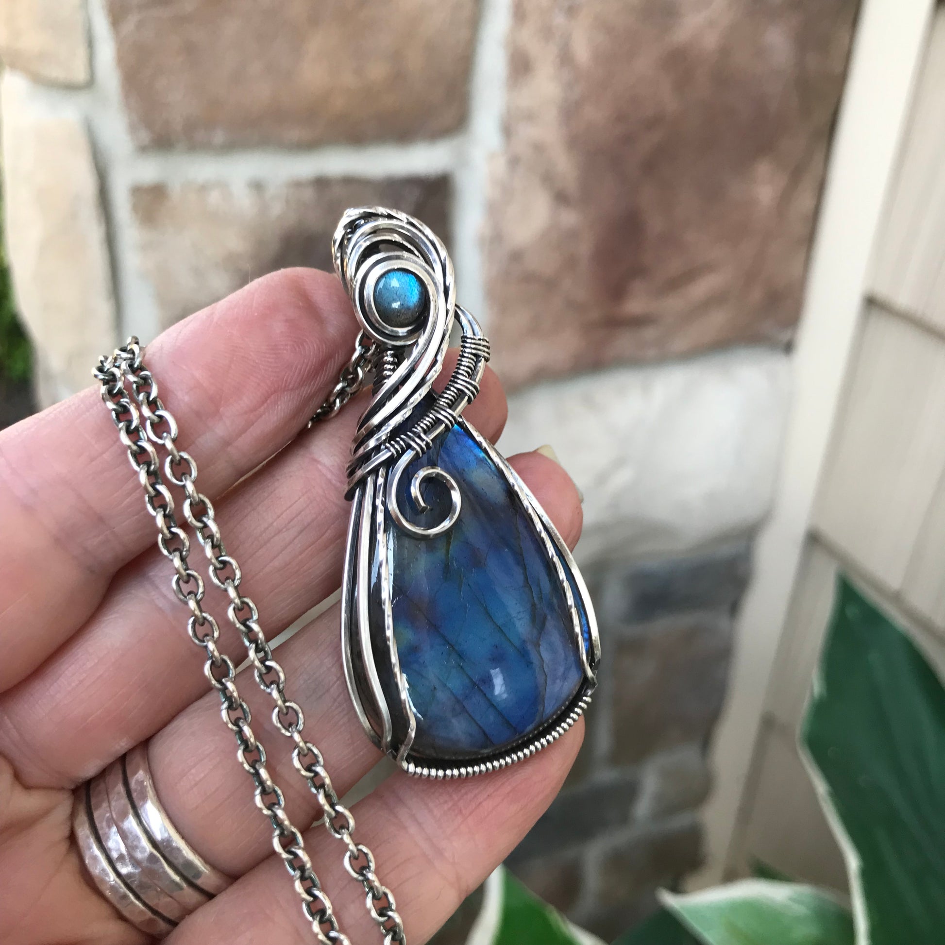 CUSTOM LISTING - Labradorite  Silver Pendant