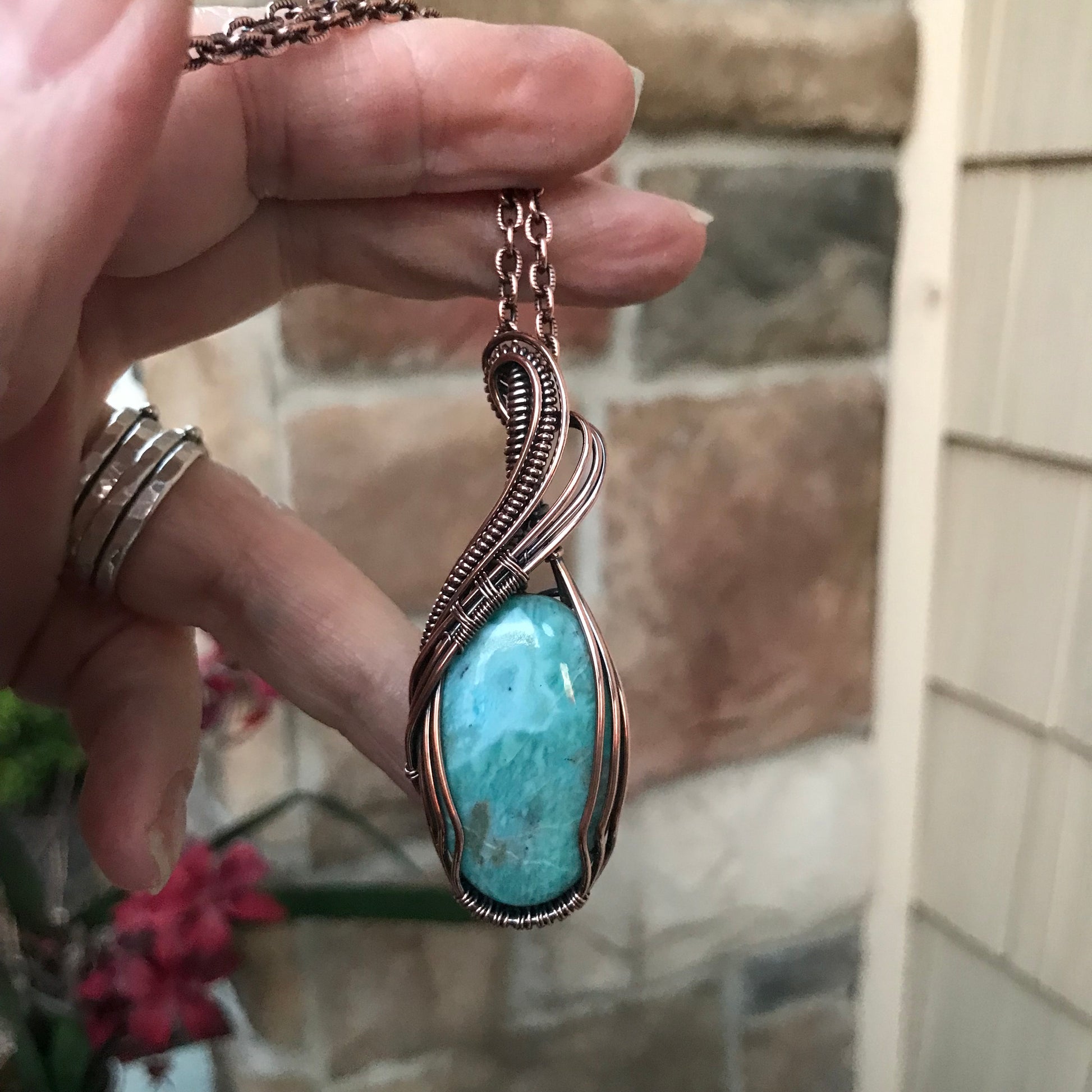 Larimar Oval Copper Pendant