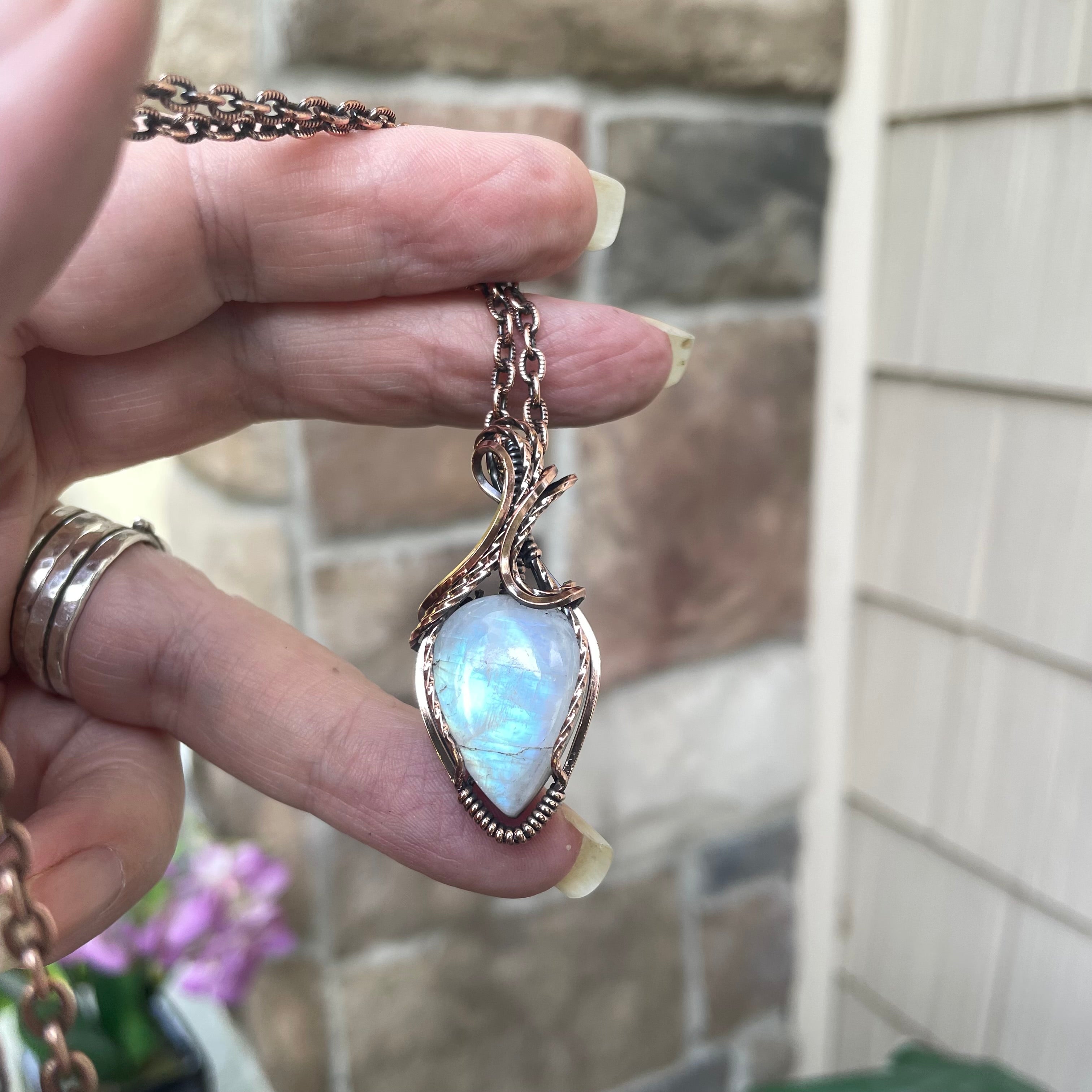 Moonstone Small Copper Necklace