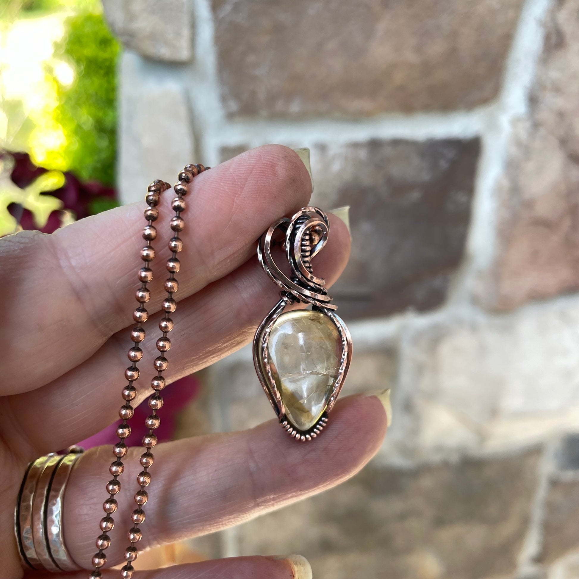 Citrine Small Copper Necklace