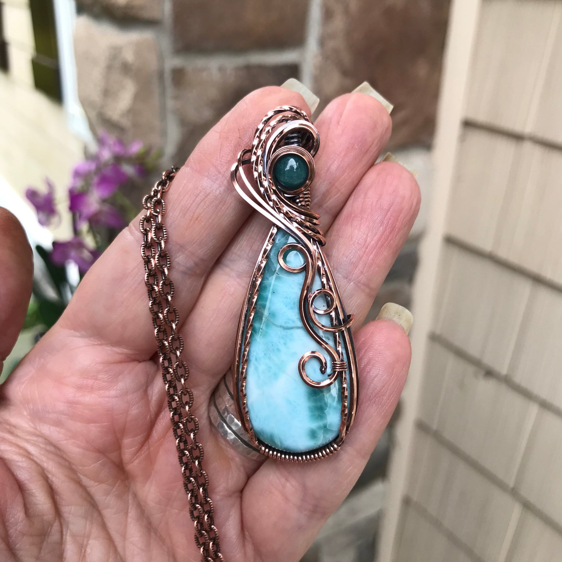 Larimar & Grandidierite Copper Necklace