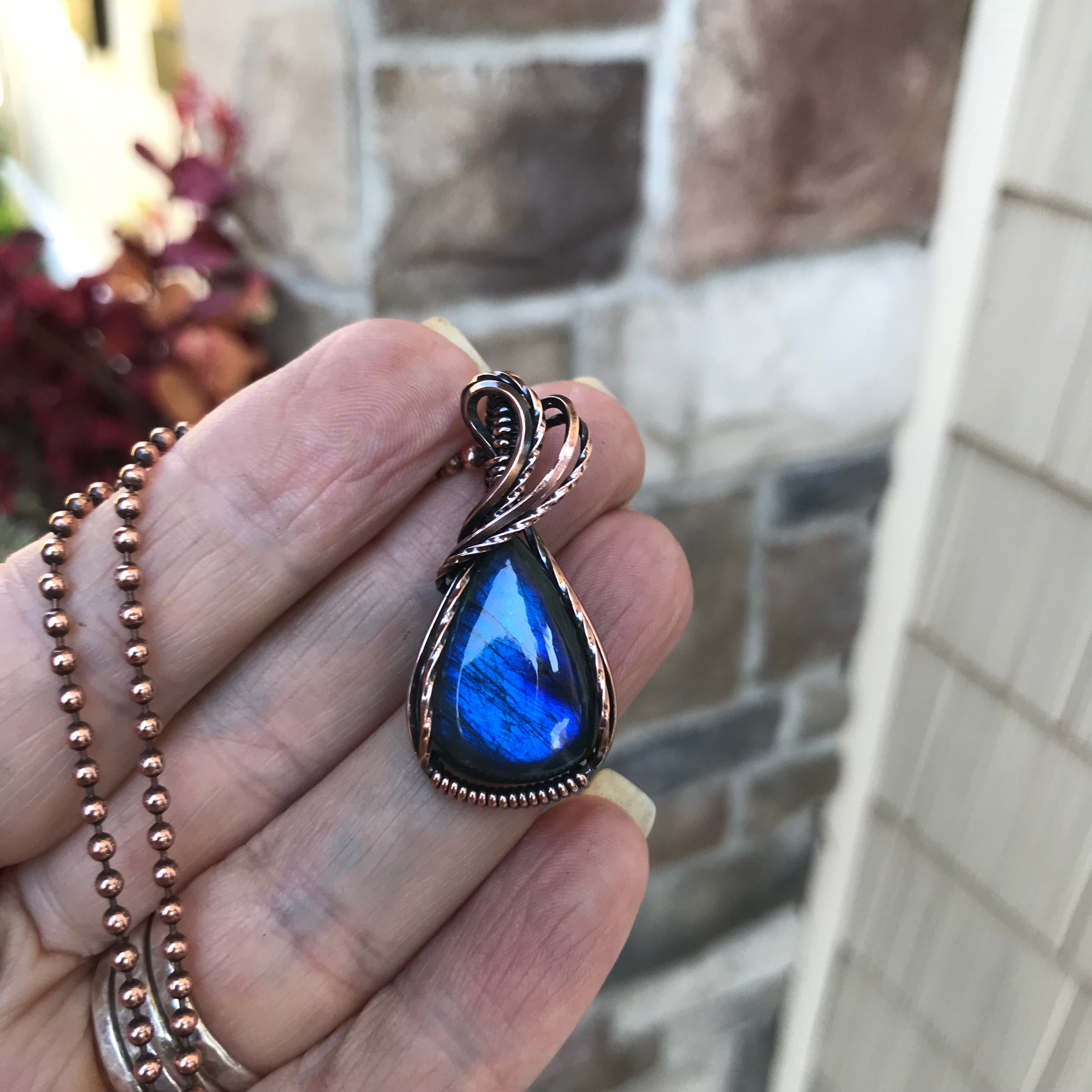 Blue Labradorite Small Copper Necklace