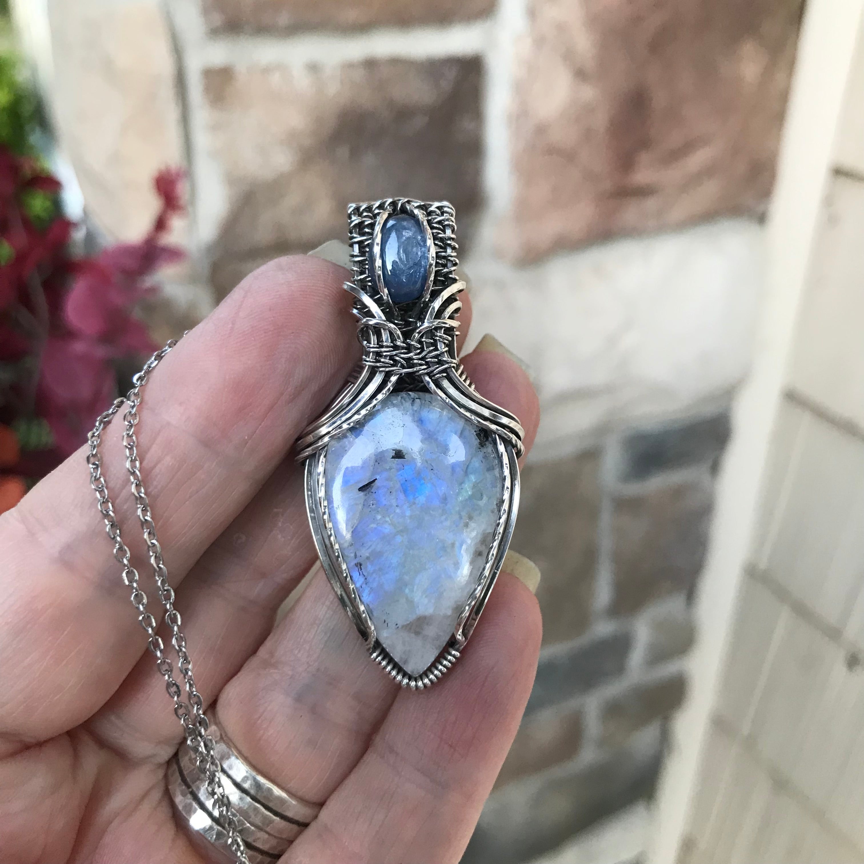 Moonstone & Kyanite Silver Pendant