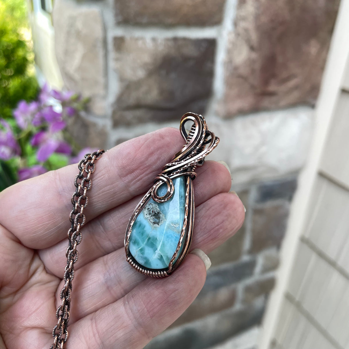 Larimar Small Copper Necklace