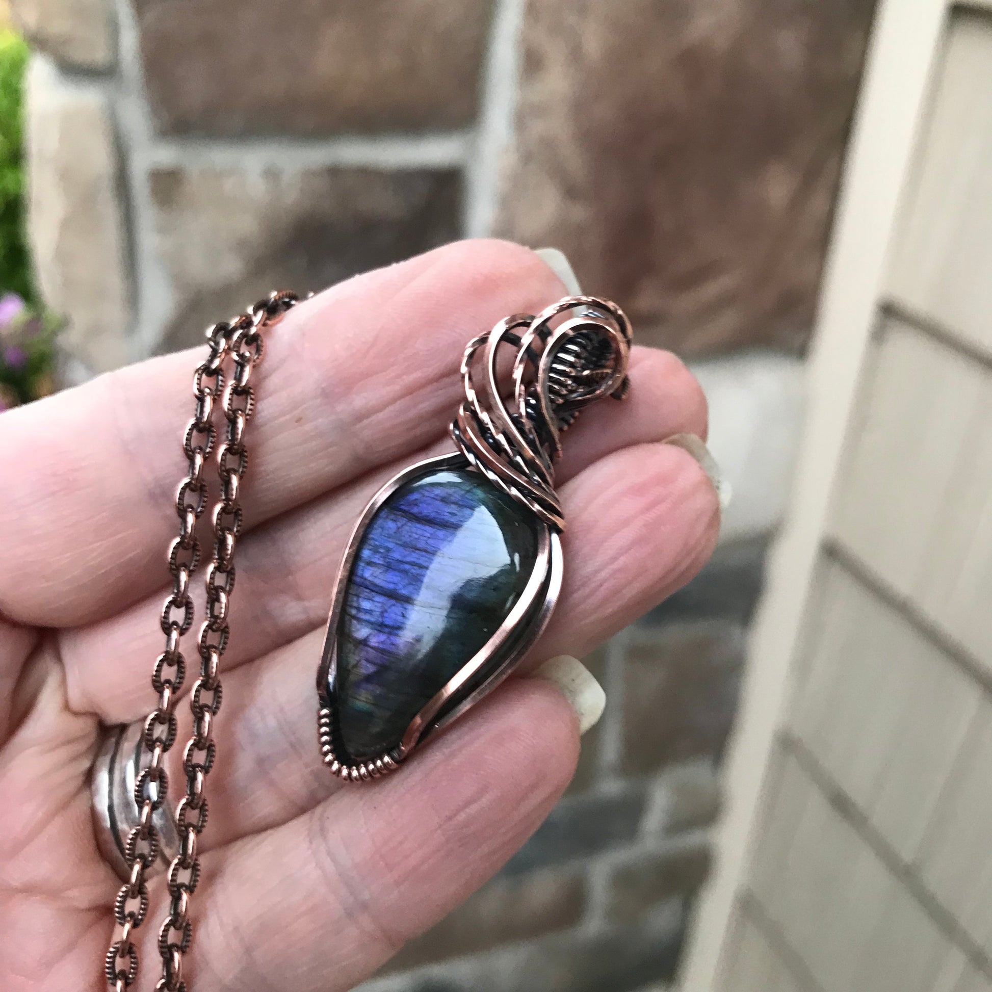 Purple Indigo Labradorite Copper Necklace
