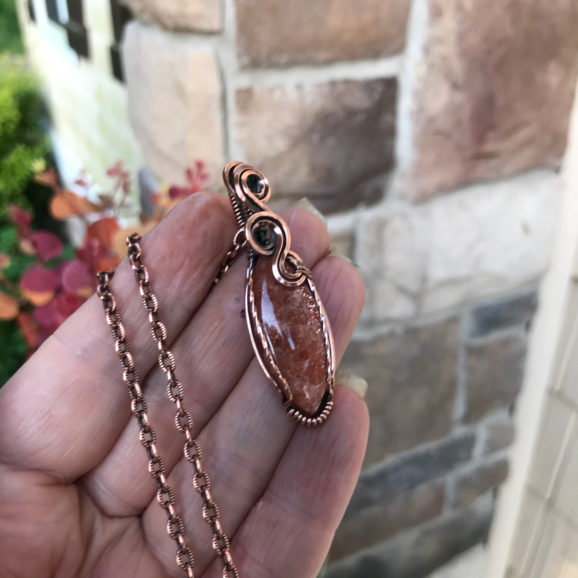 Sunstone Marquis Copper Necklace