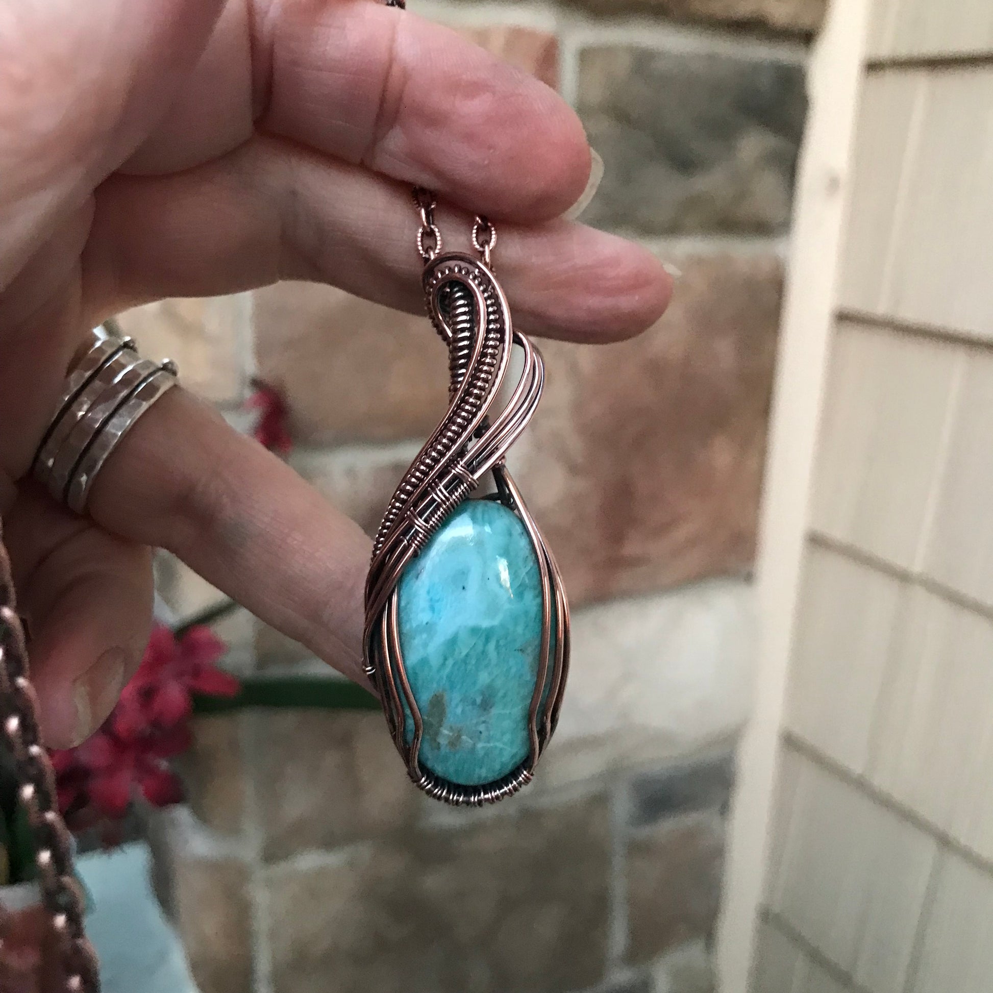 Larimar Oval Copper Pendant