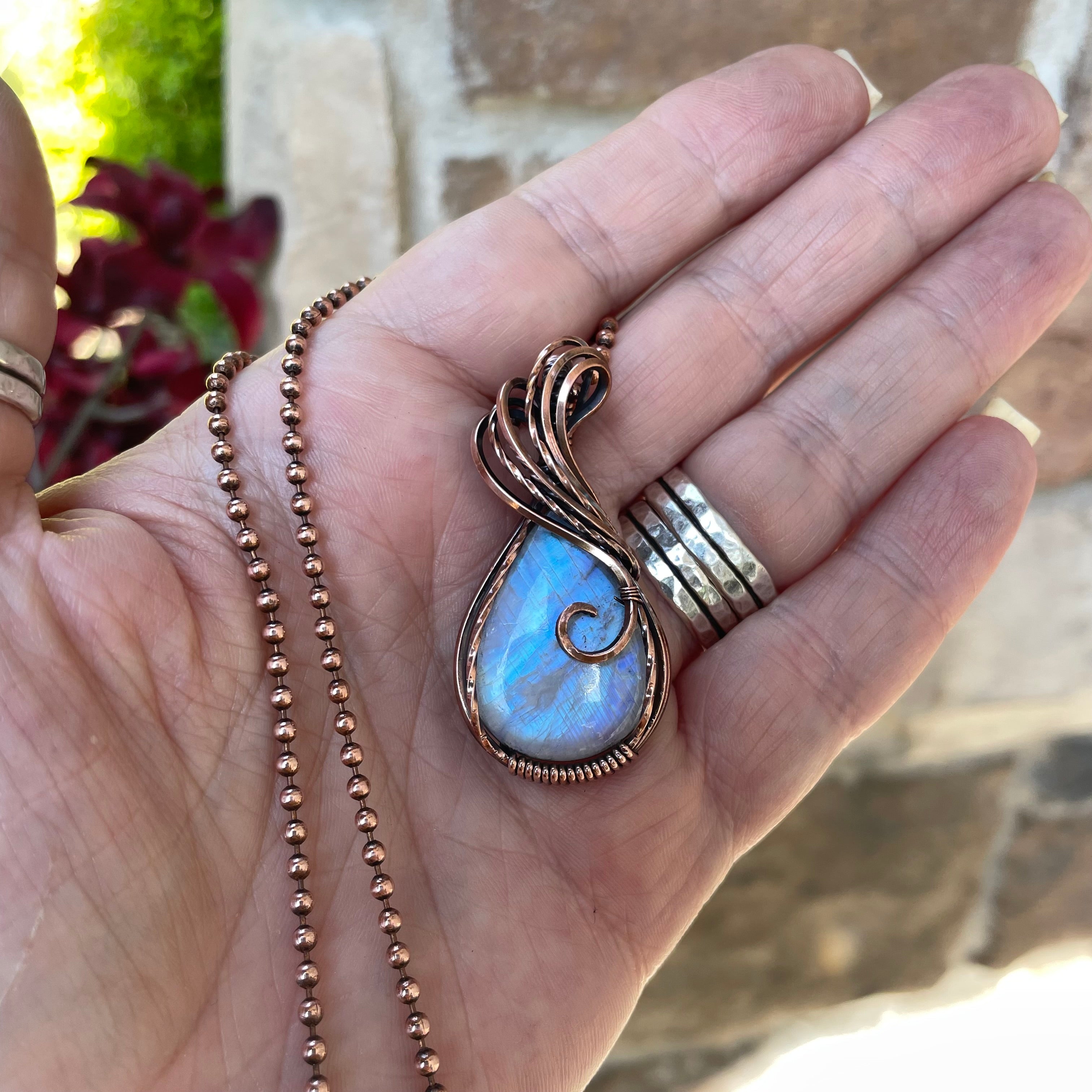 Blue Moonstone Copper Necklace