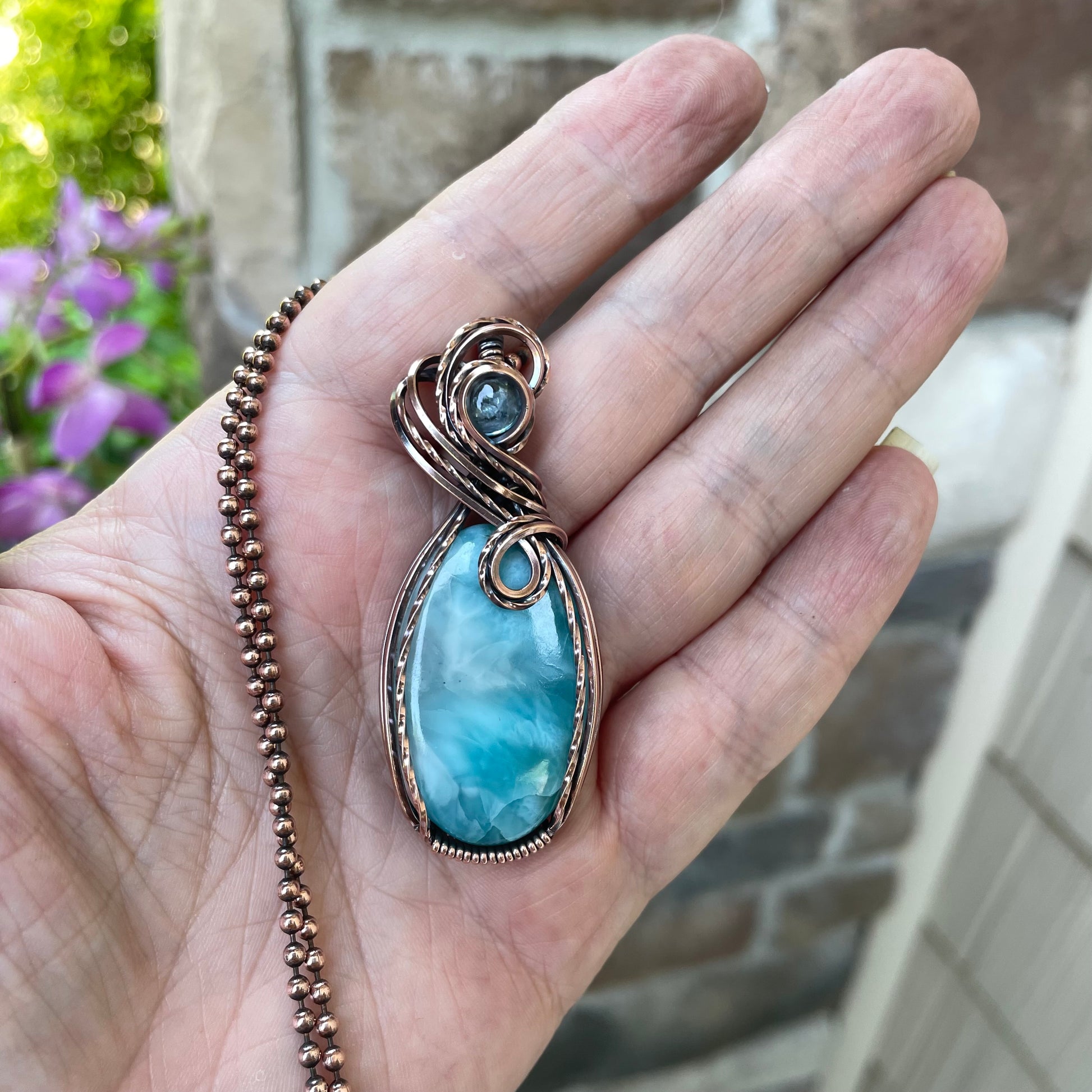 Larimar & Aquamarine Oval Copper Necklace