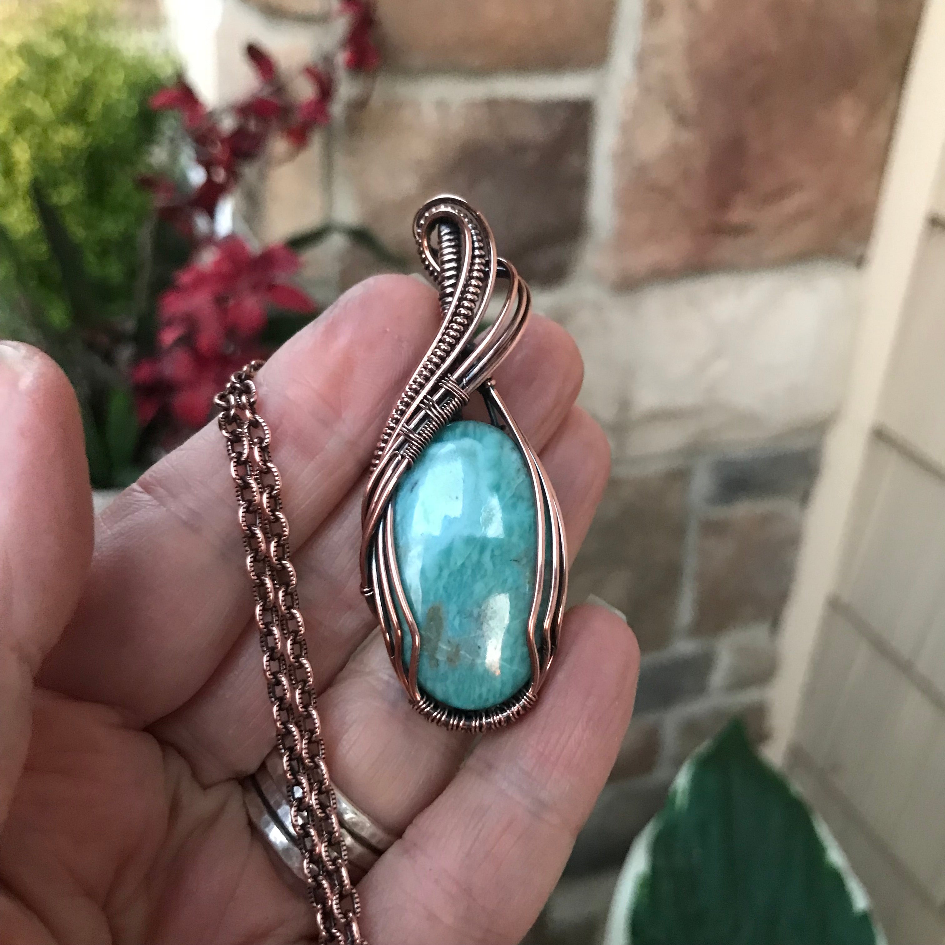 Larimar Oval Copper Pendant