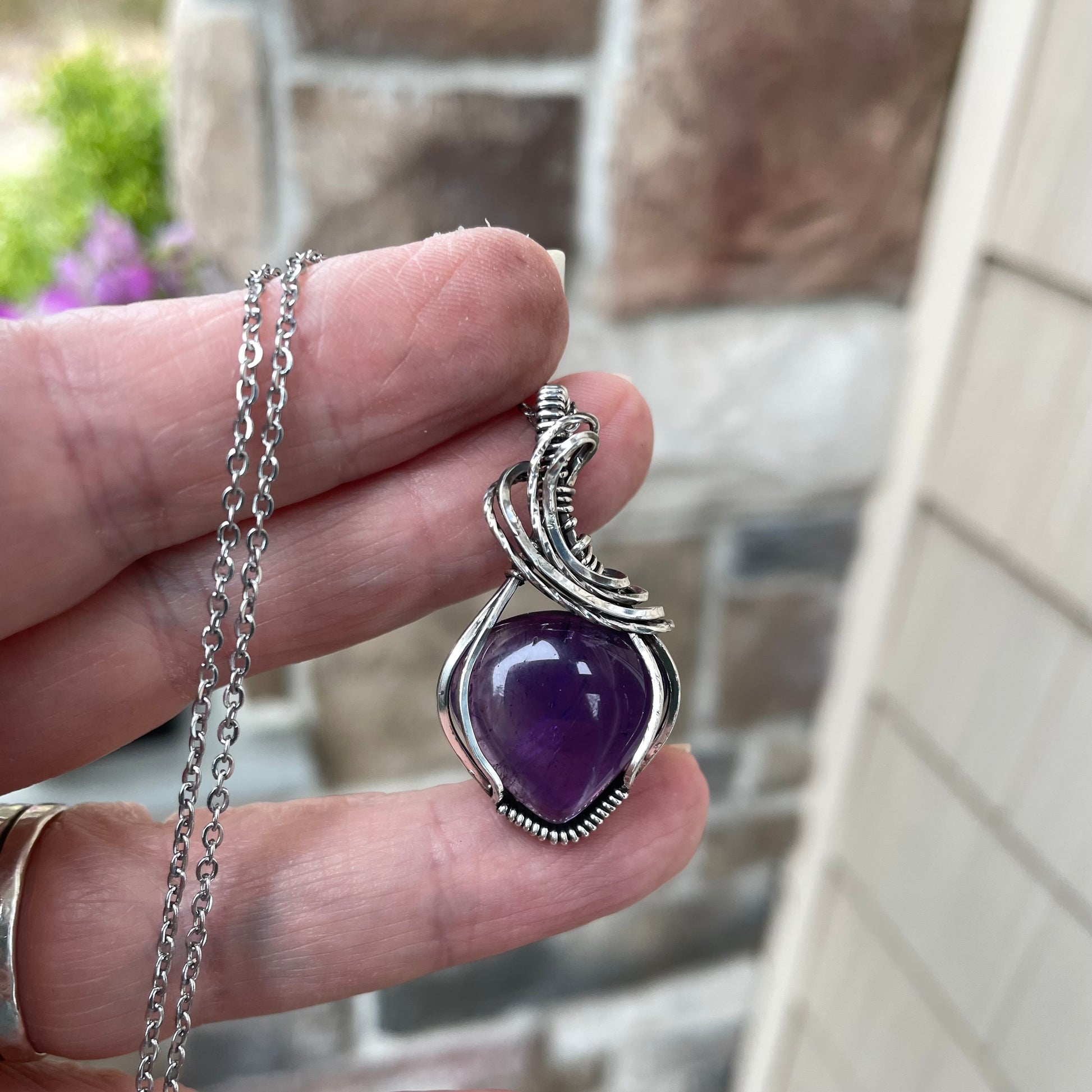 Amethyst Small Silver Necklace