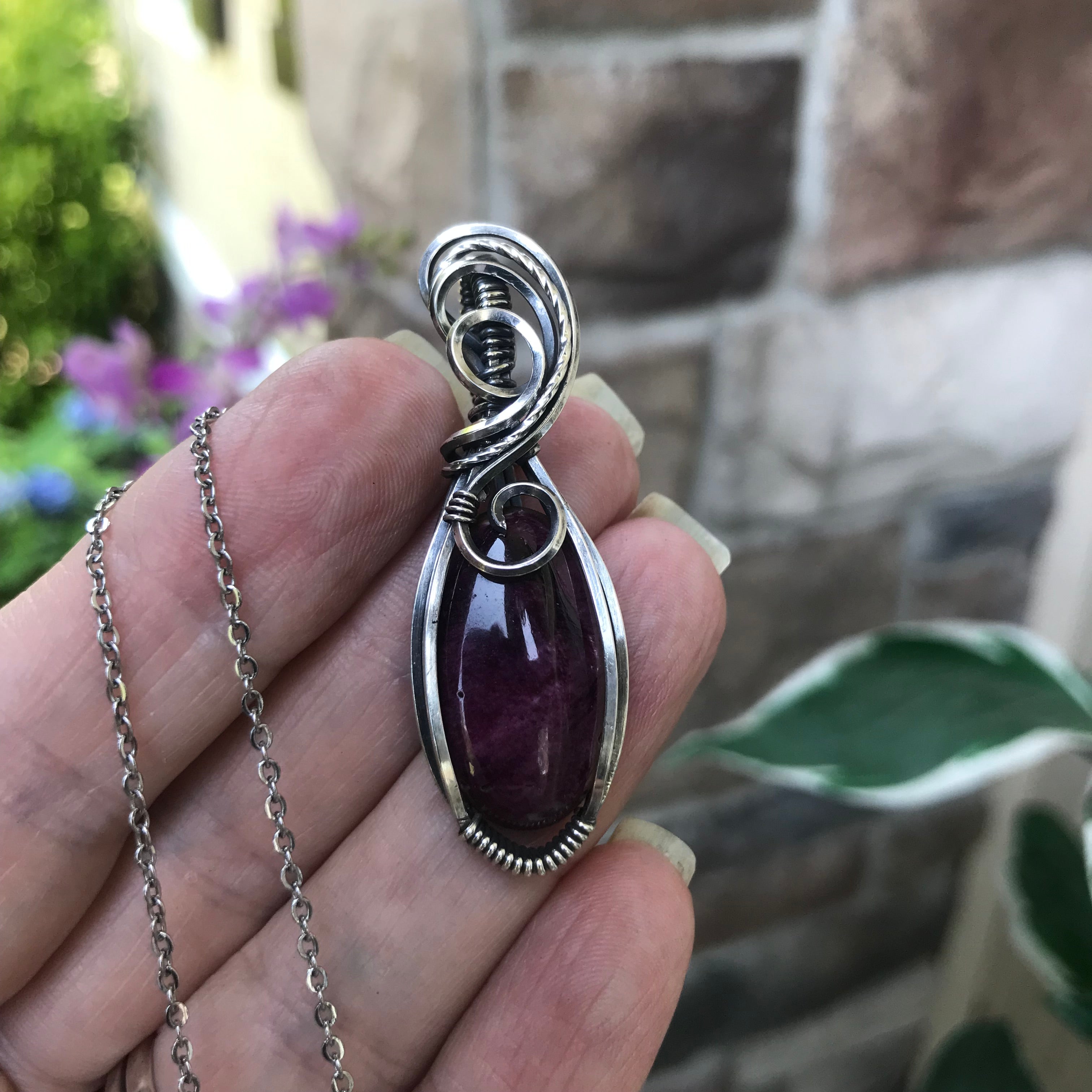 Purple Spiny Oyster Sterling Silver Pendant