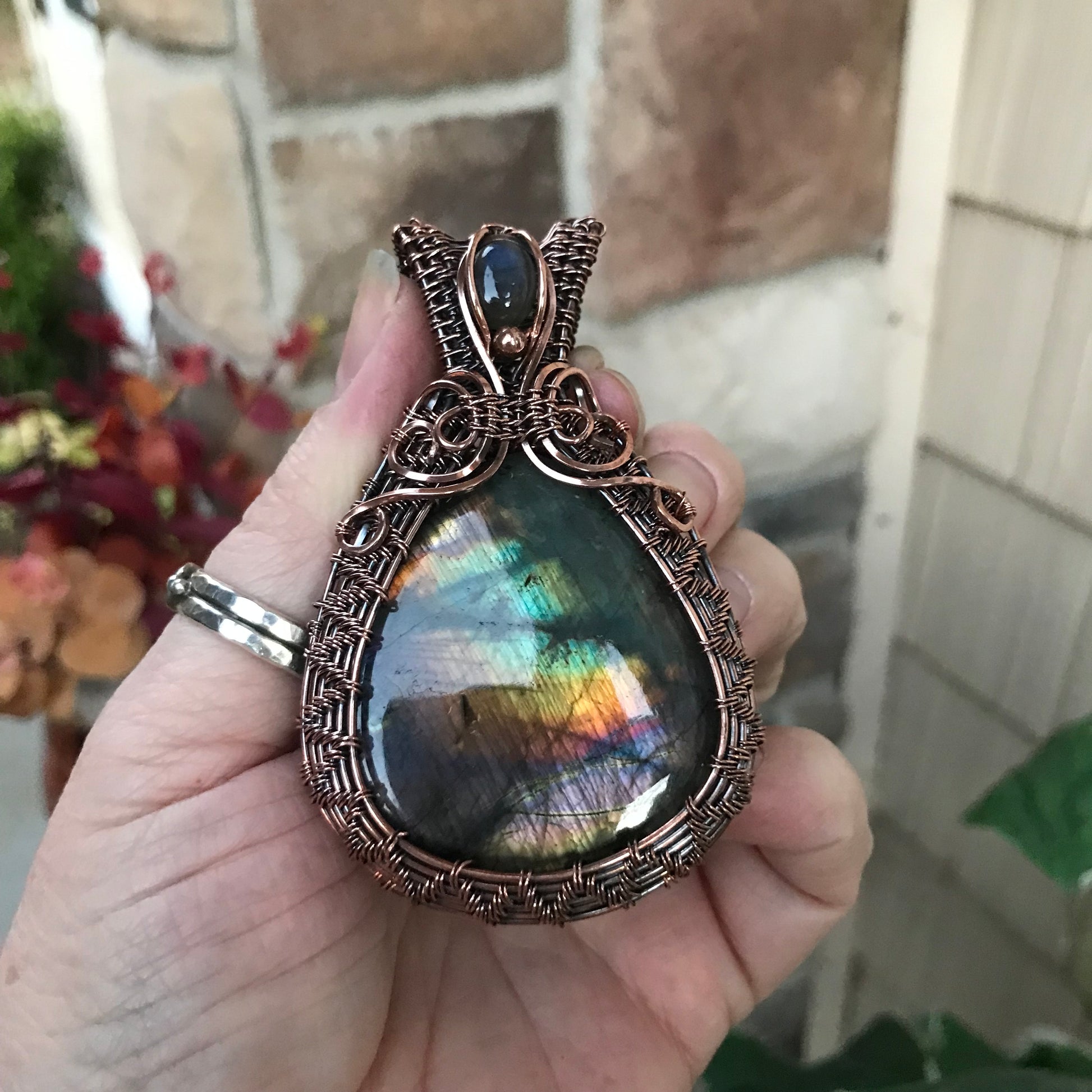 DISCOUNTED Rainbow Labradorite Copper Woven Necklace