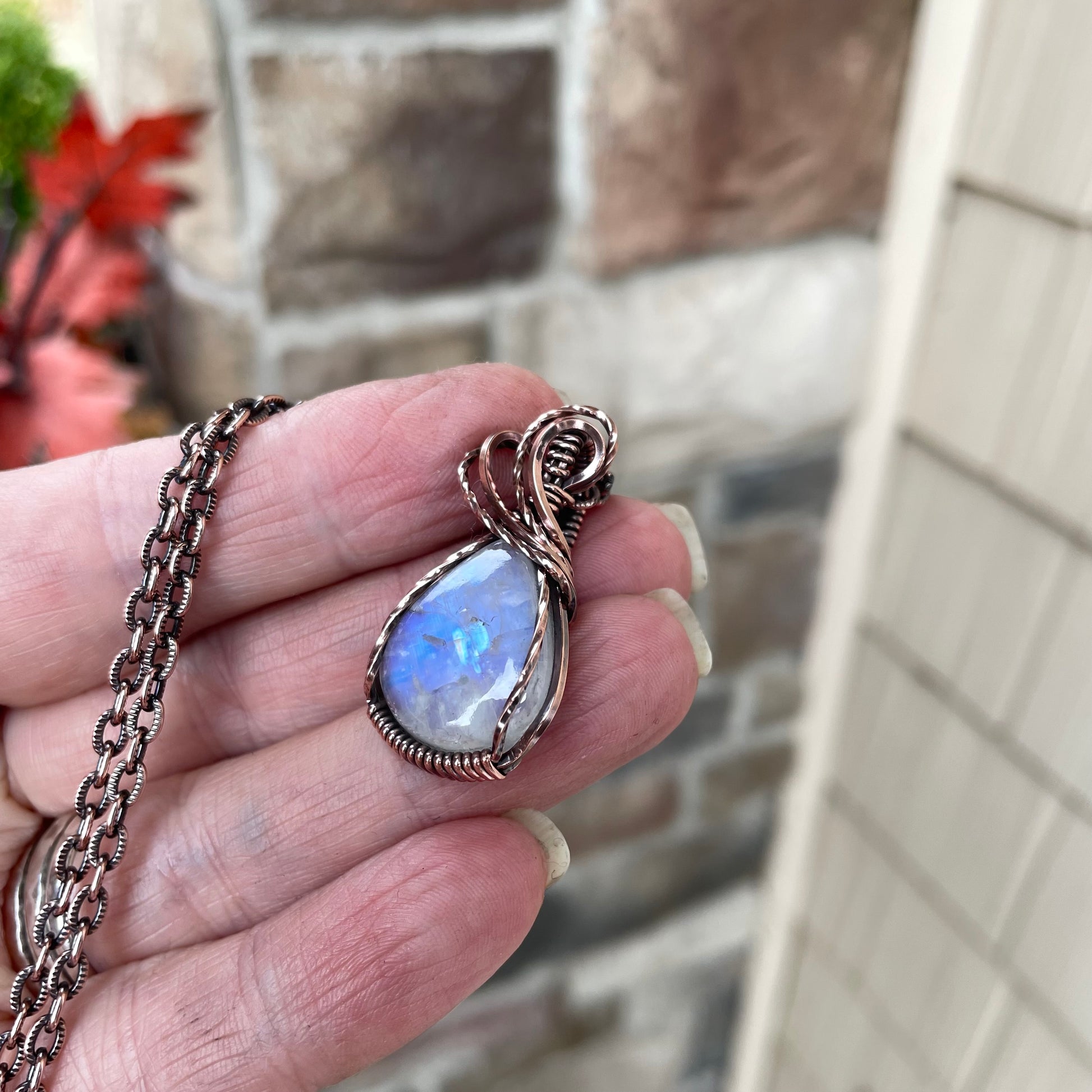 Moonstone Teardrop Copper Necklace