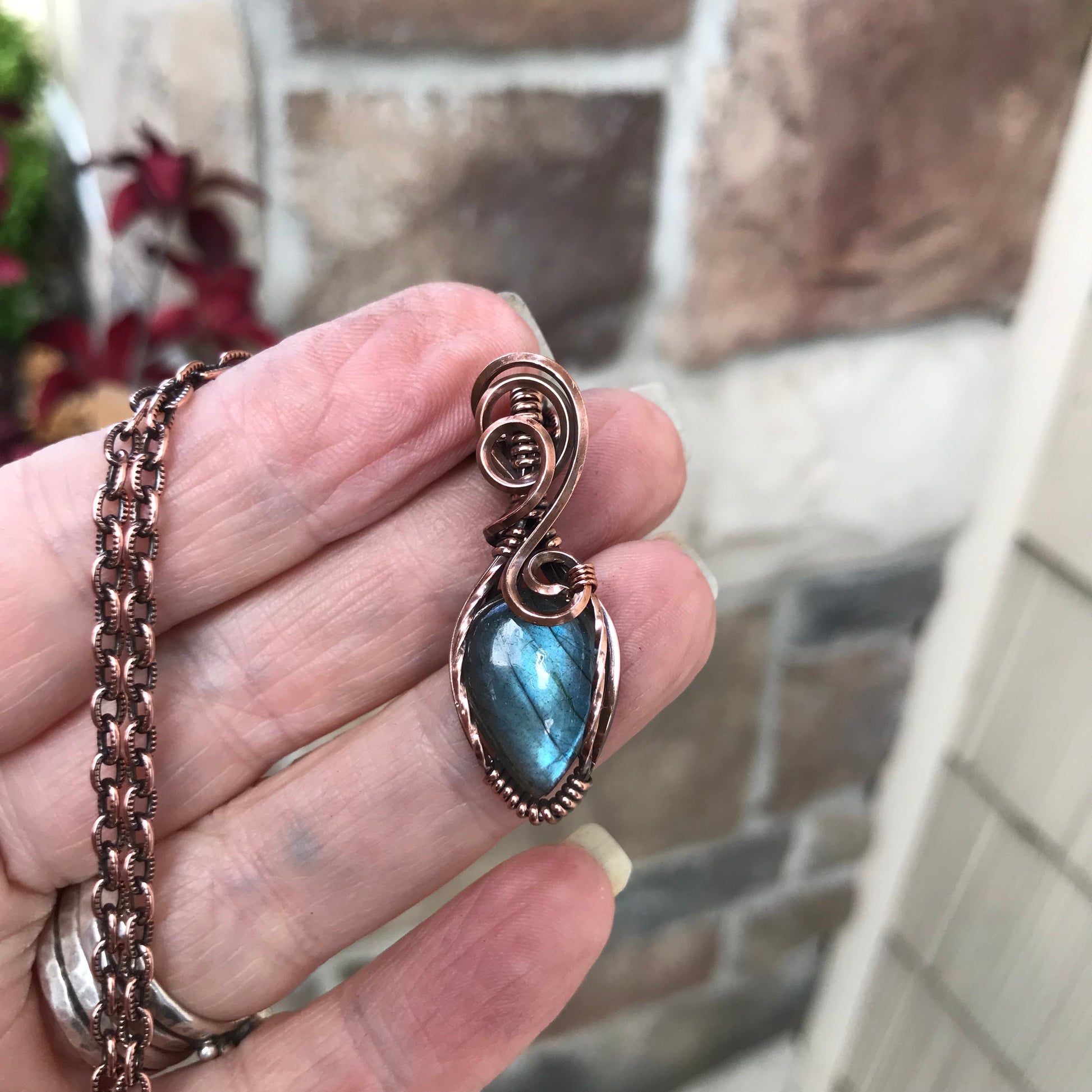 Blue Labradorite Mini Copper Necklace