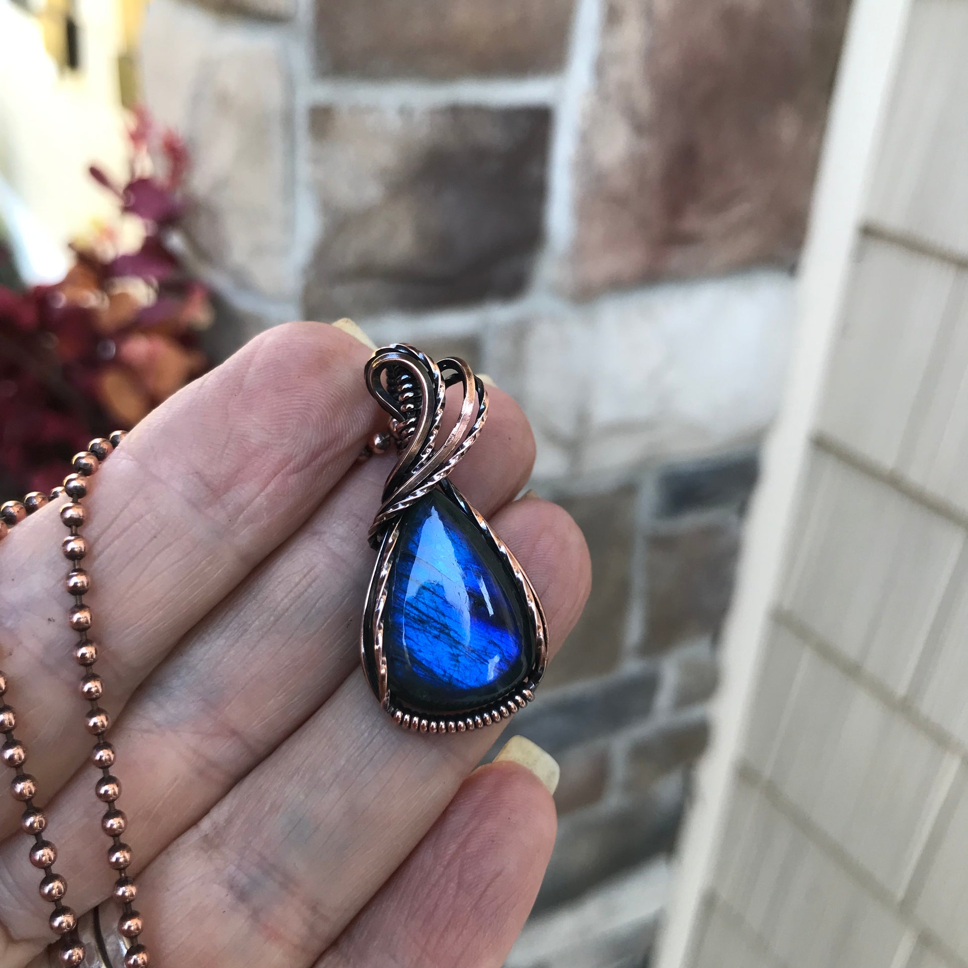 Blue Labradorite Small Copper Necklace