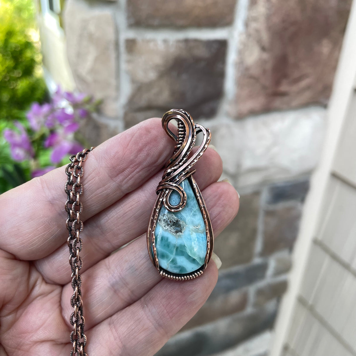Larimar Small Copper Necklace