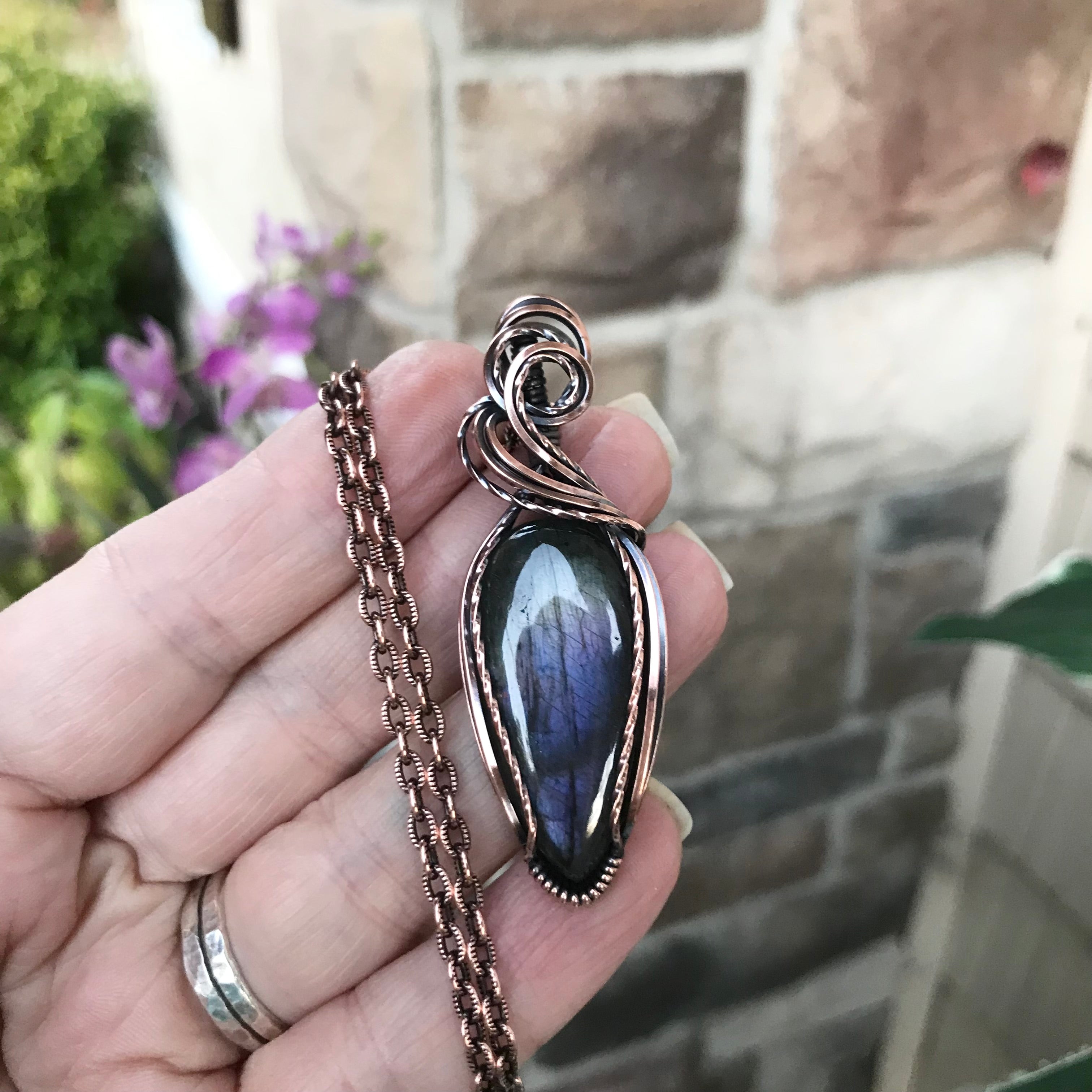 Purple & Light Green Copper Pendant