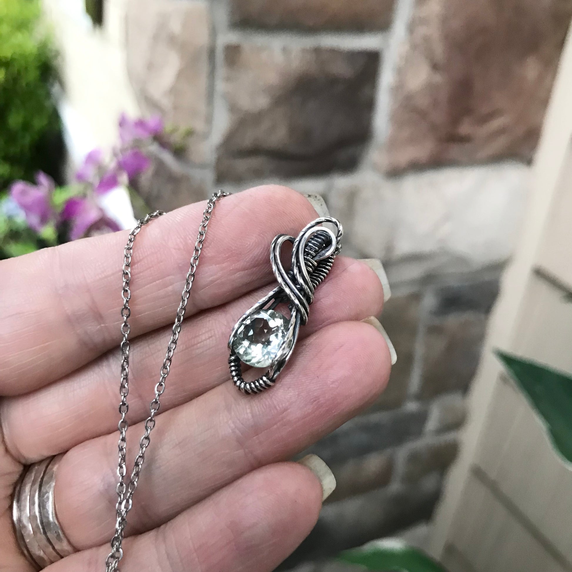 Prasiolite Sterling Silver Mini Pendant