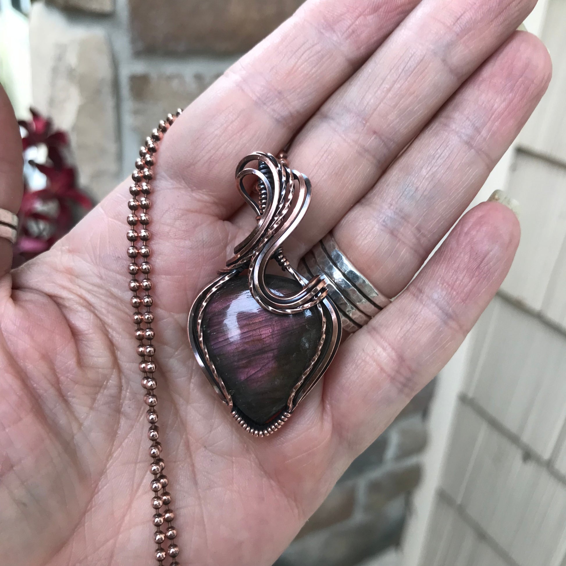 Maroon Labradorite Copper Necklace