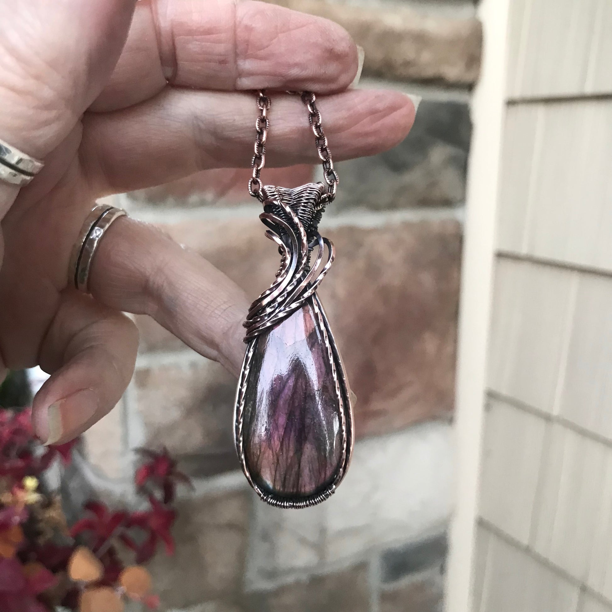 Mauve Purple Labradorite Copper Necklace