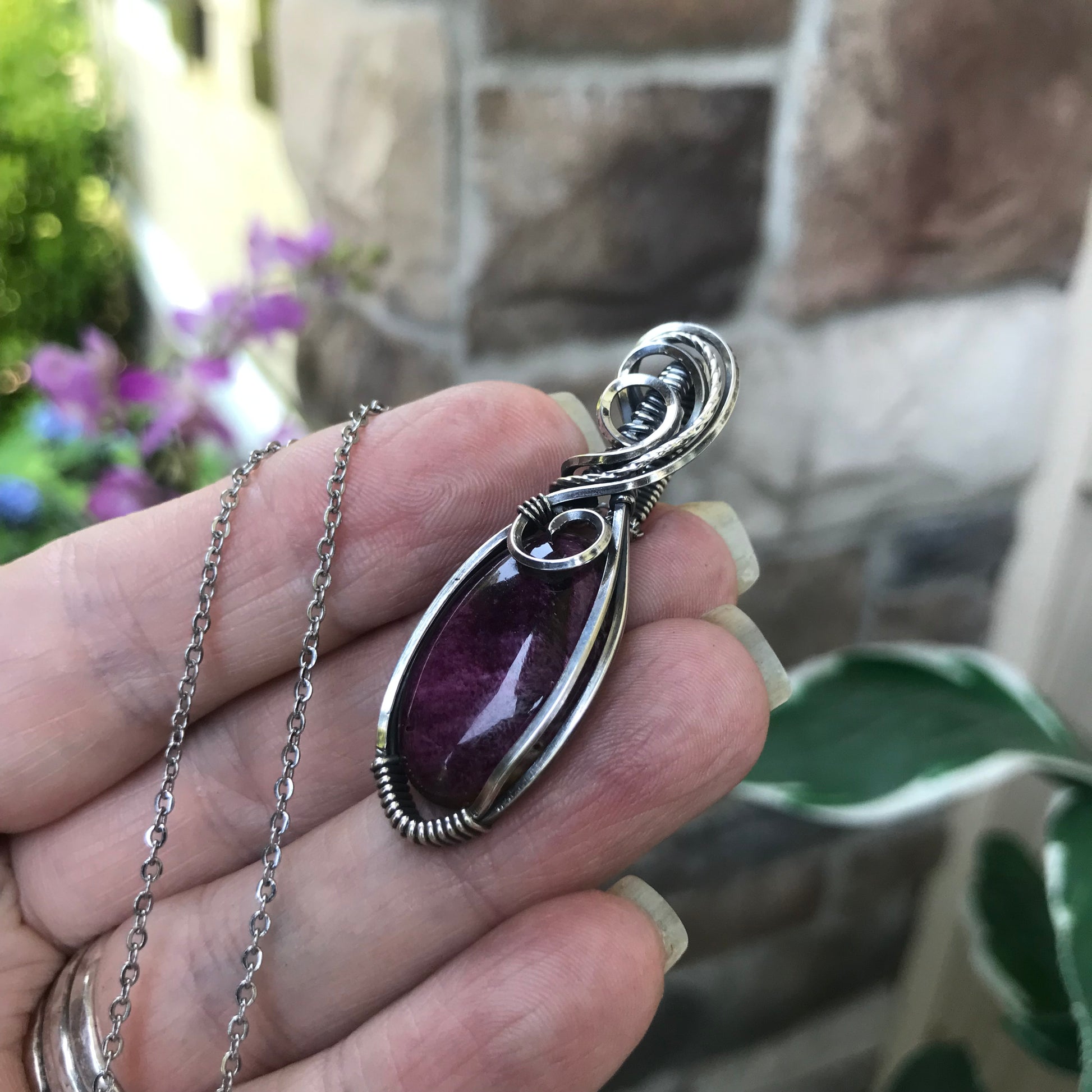 Purple Spiny Oyster Sterling Silver Pendant