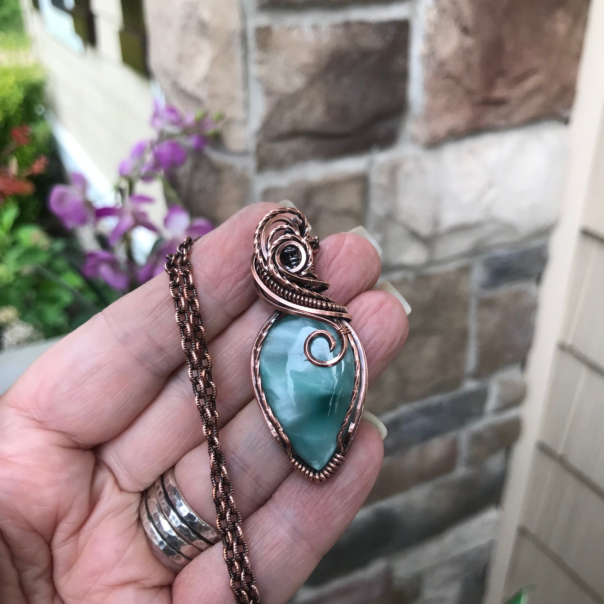 Blue Hemimorphite Copper Pendant