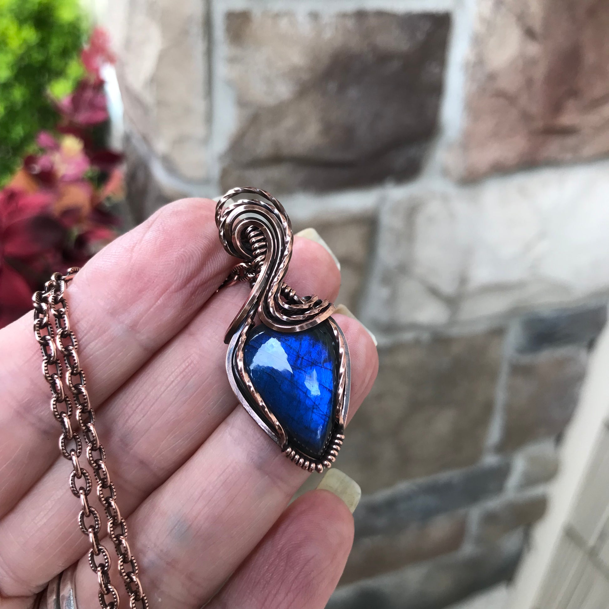 Blue Labradorite Small Copper Necklace