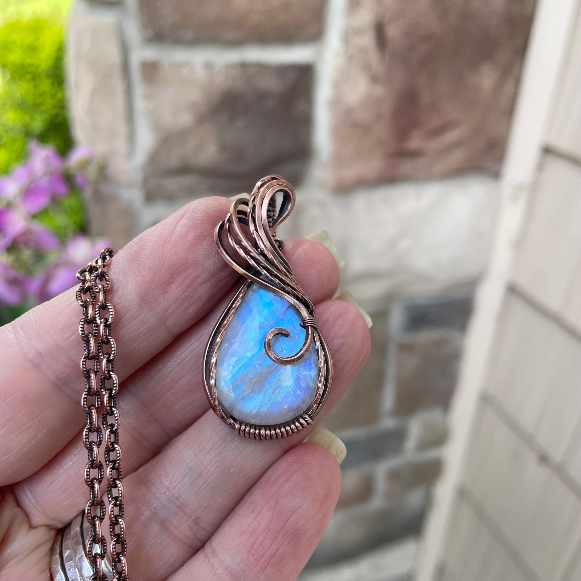 Blue Moonstone Copper Necklace
