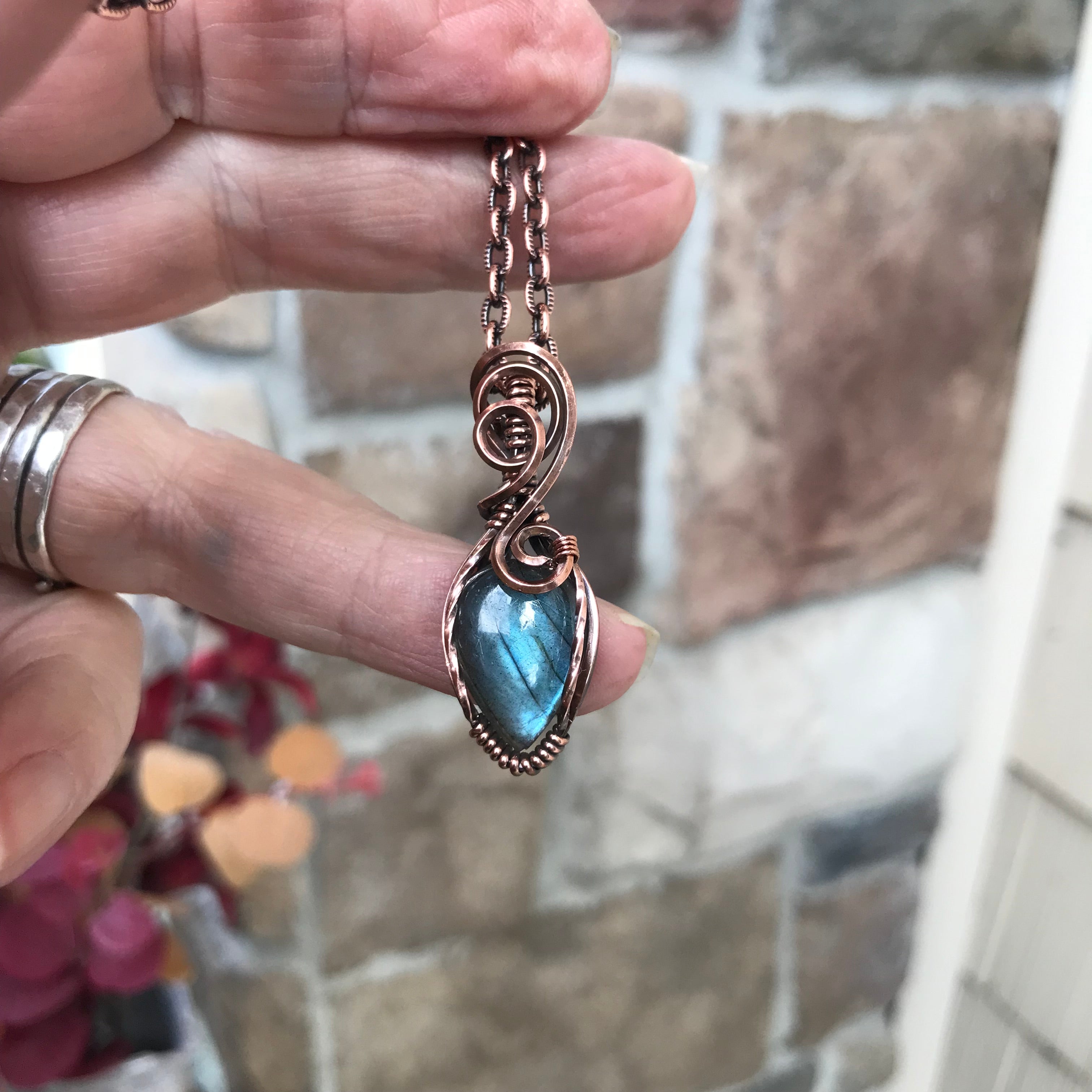 Blue Labradorite Mini Copper Necklace