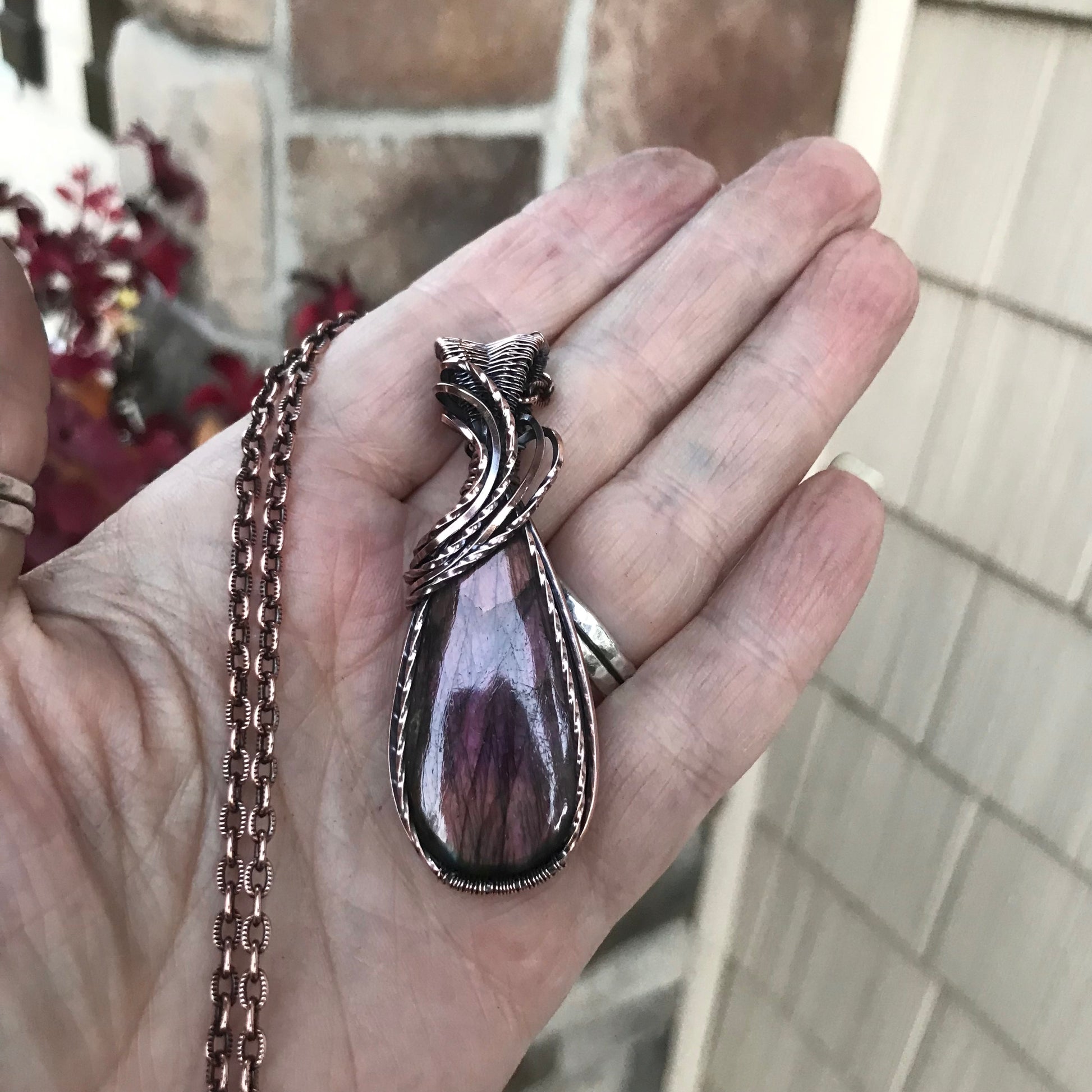 Mauve Purple Labradorite Copper Necklace