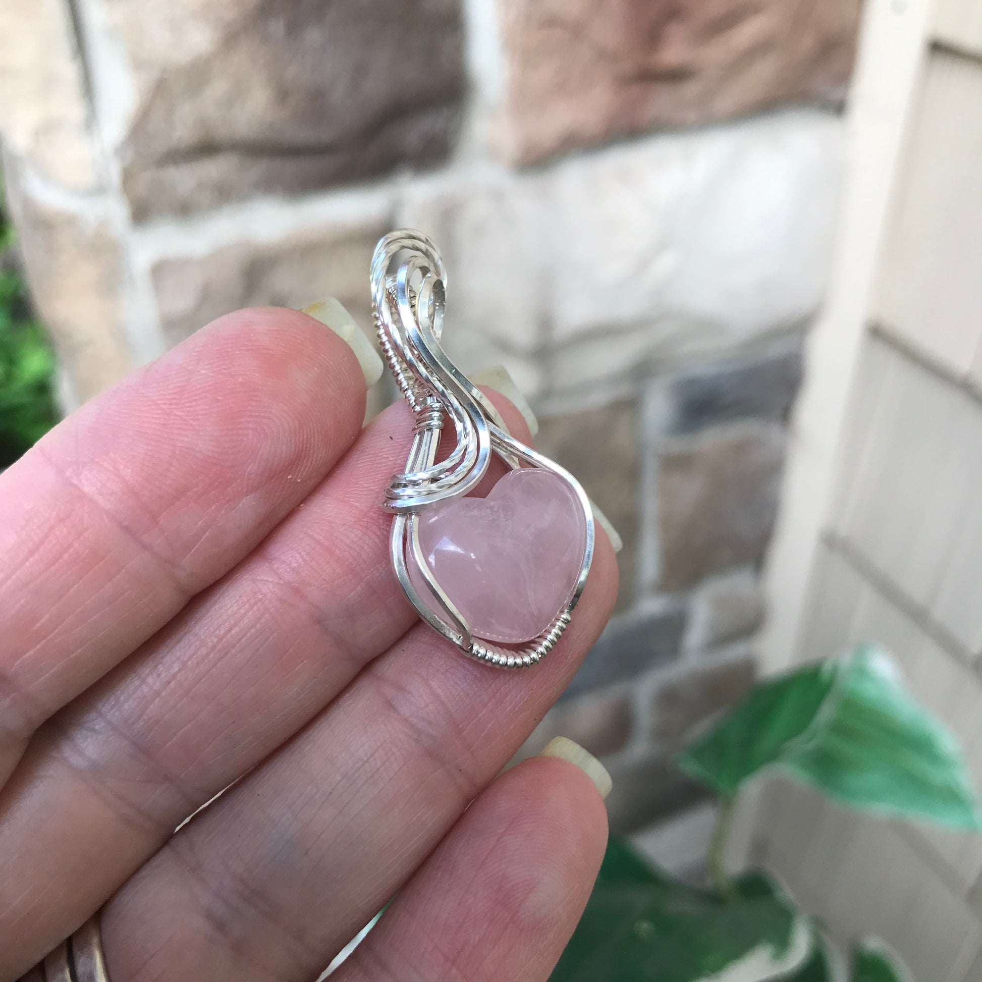 Rose Quartz Mini Heart Shaped Silver Necklace