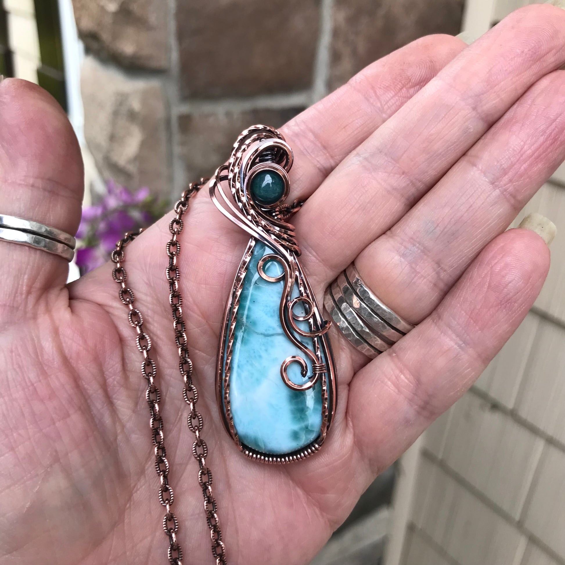 Larimar & Grandidierite Copper Necklace